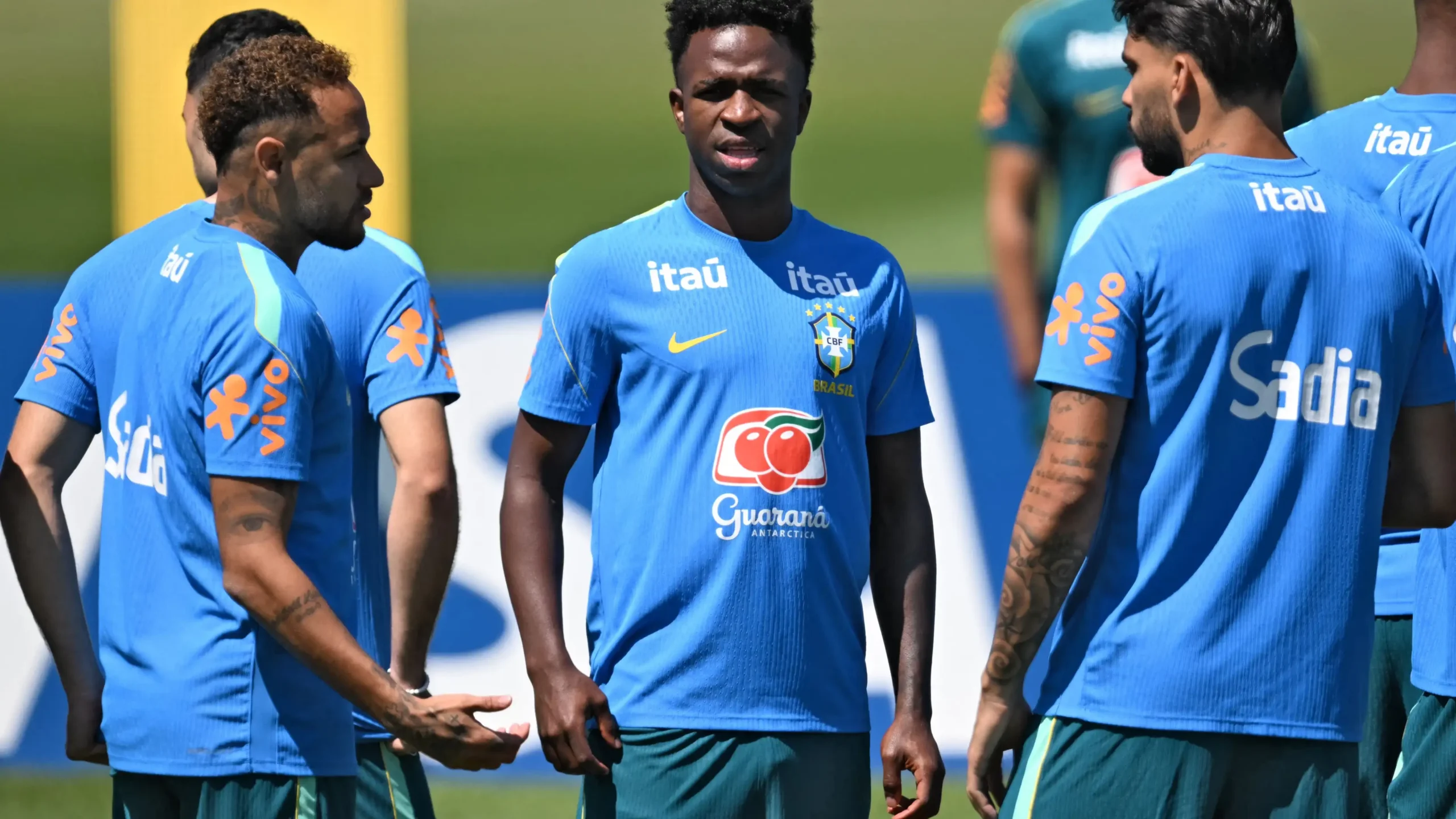 Neymar Jr, Vinicius Jr, and Lucas Paqueta training ahead of Brazil vs Scotland in Miami, June 22, 2026
