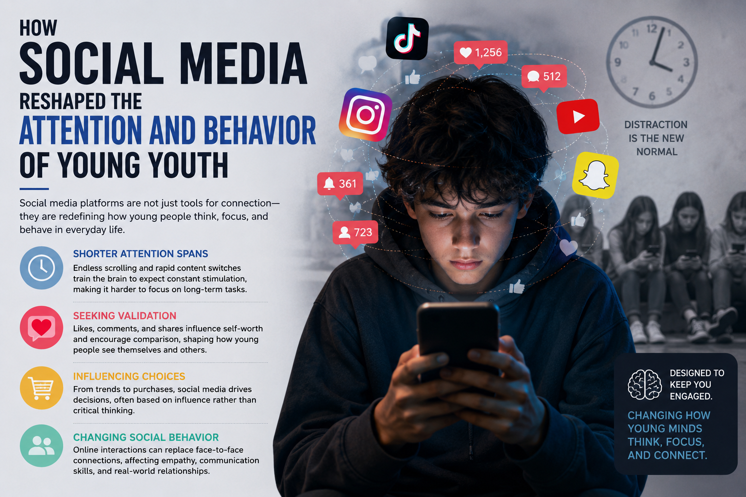 How social media is reshaping the attention and behaviour of young people.