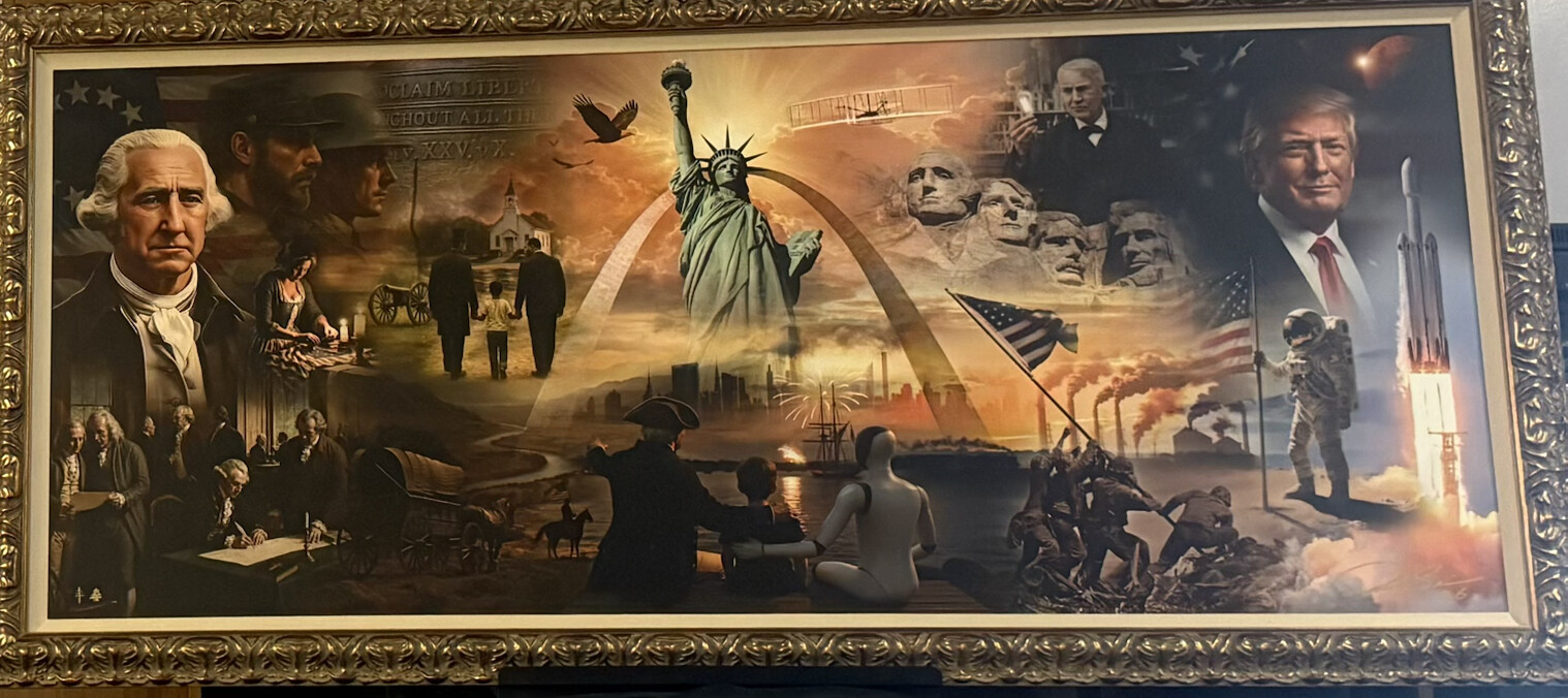 A panoramic painting featuring President Donald J. Trump is shown on Truth Social on 06/28/2026.