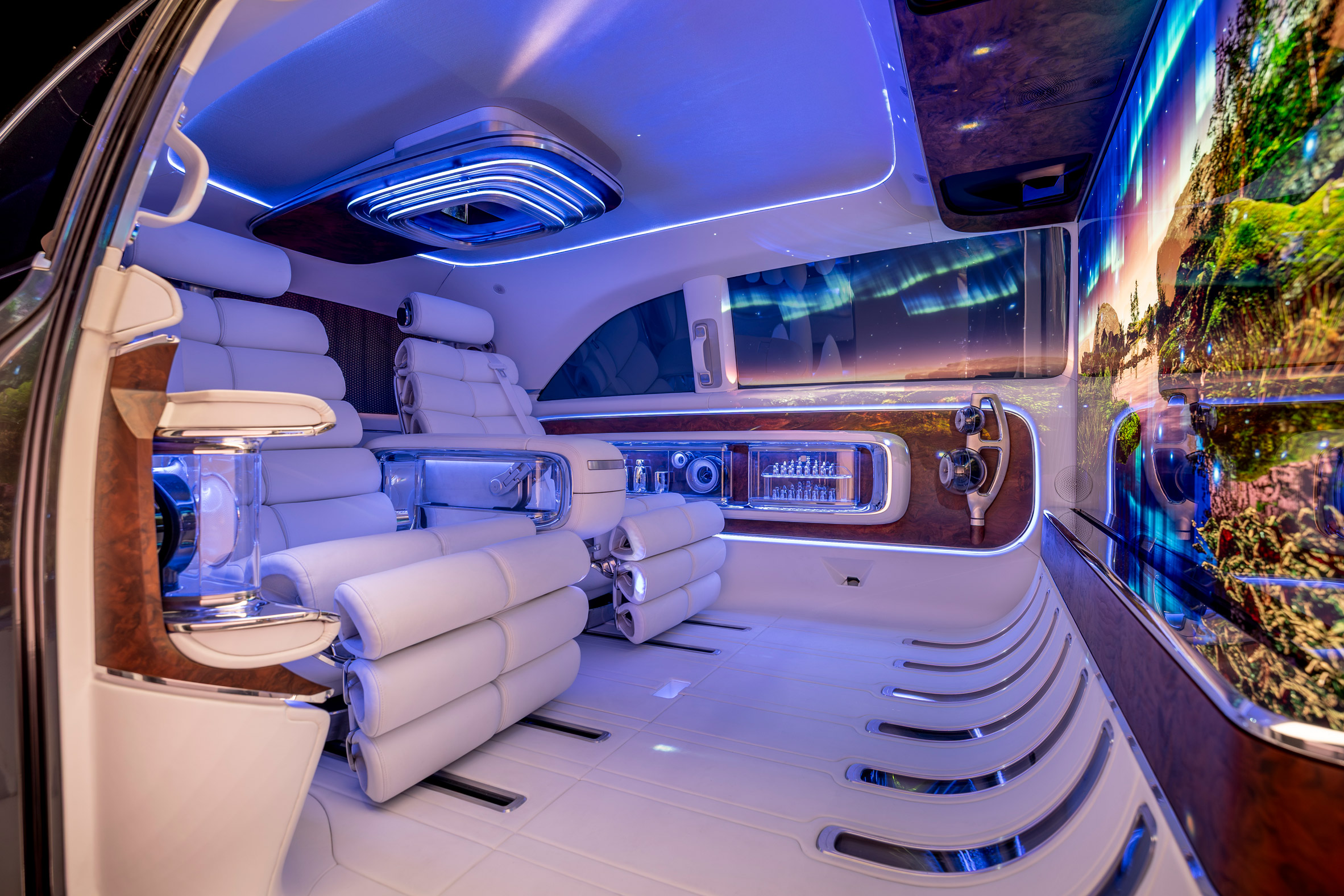 Hassan Al-Mansouri Captures the interior of the Mercedes-Benz Vision V concept van. in Dubai, June 16, 2026