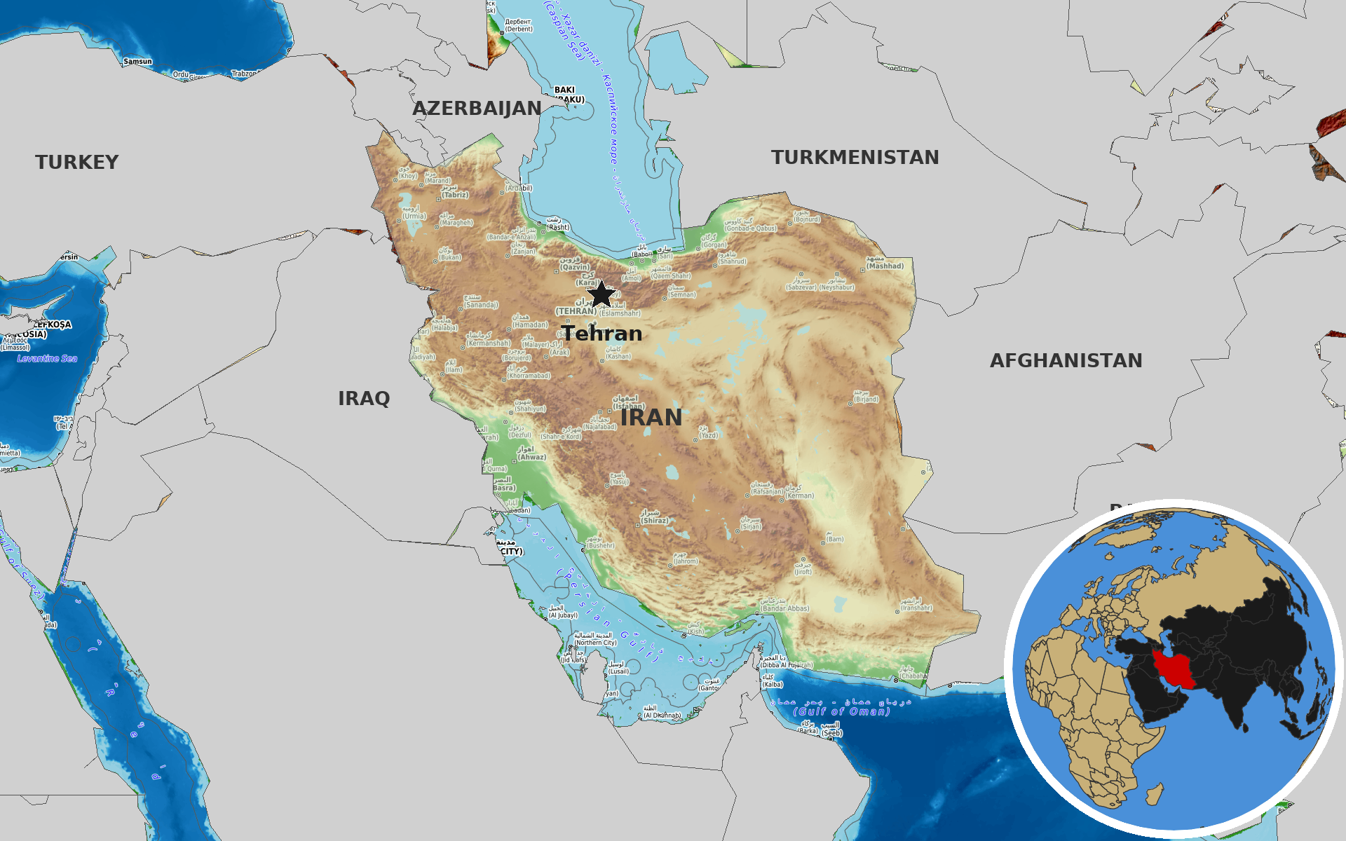 Source: OpenTopoMap / Natural Earth - Iran
Note: Map generated by NewsFindr for Iran on July 5, 2026 at 11:35 AM EST