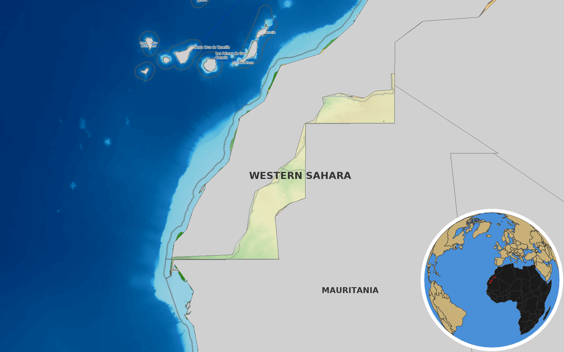 OpenTopoMap / Natural Earth - Western Sahara