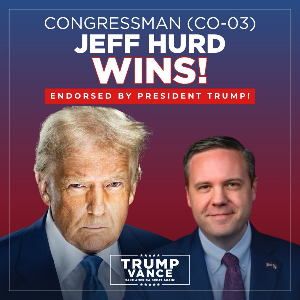 President Donald J. Trump shared a campaign graphic celebrating Jeff Hurd's victory on Truth Social from the White House on 06/30/2026.