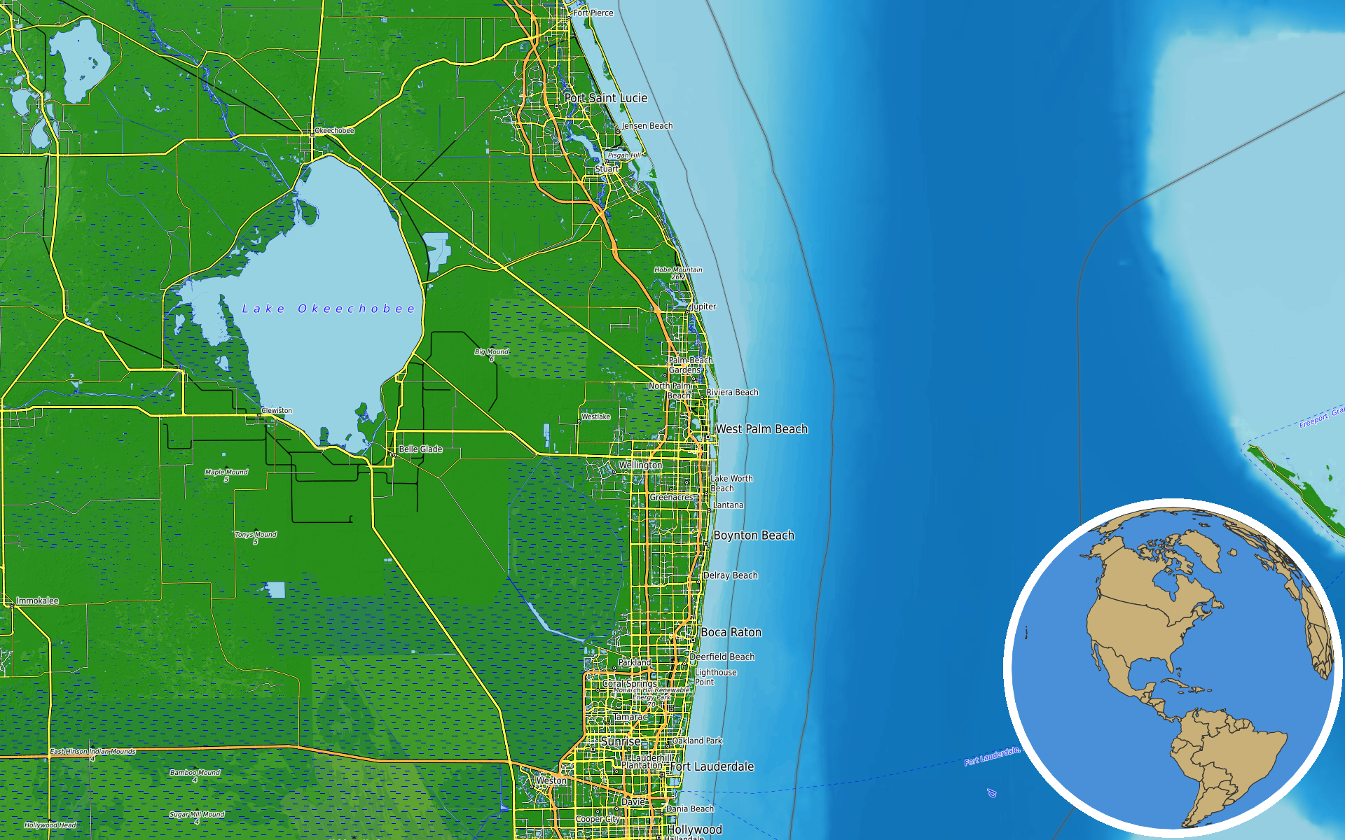 OpenTopoMap / Natural Earth - West Palm Beach, Florida