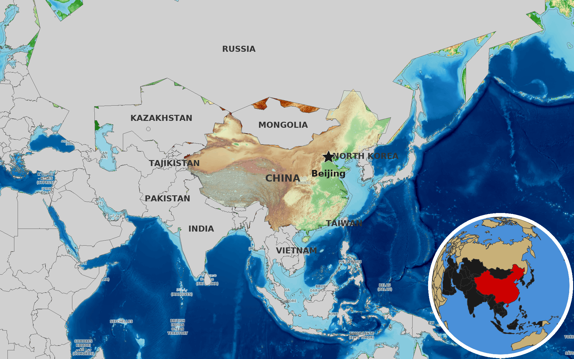Source: OpenTopoMap / Natural Earth - China
Note: Map generated by NewsFindr for China on July 5, 2026 at 10:47 AM EST