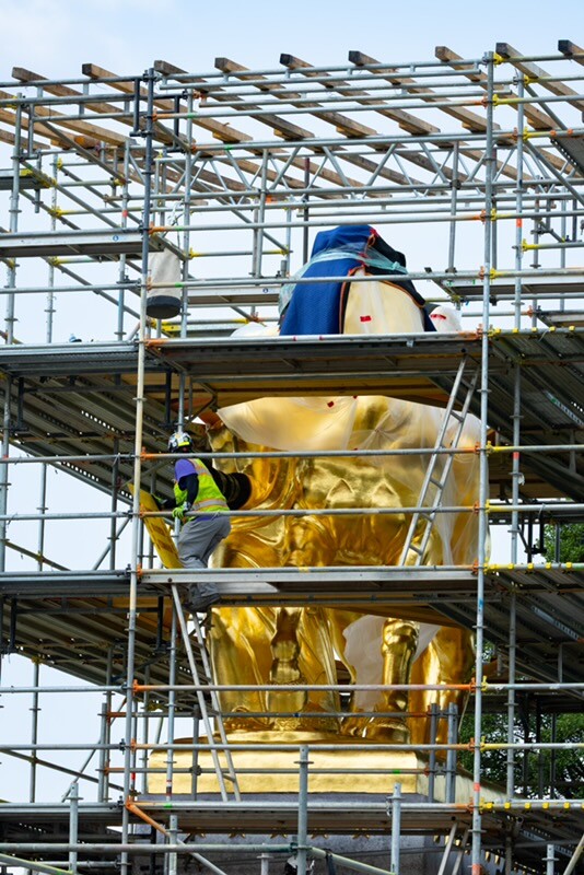 Trump Says Scaffolding Coming Down From Regilded Arts of War Sculptures