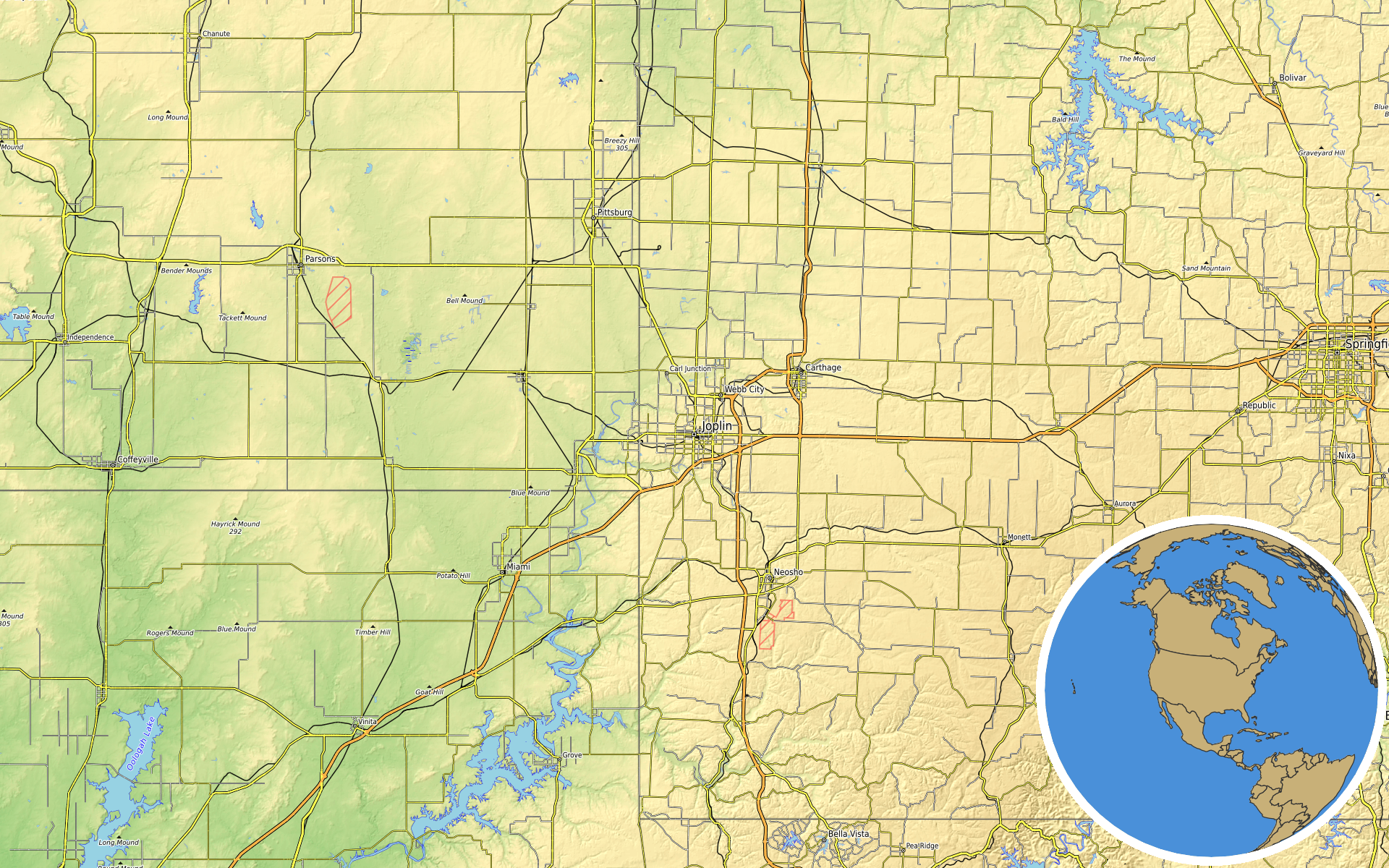 OpenTopoMap / Natural Earth - Joplin, Missouri