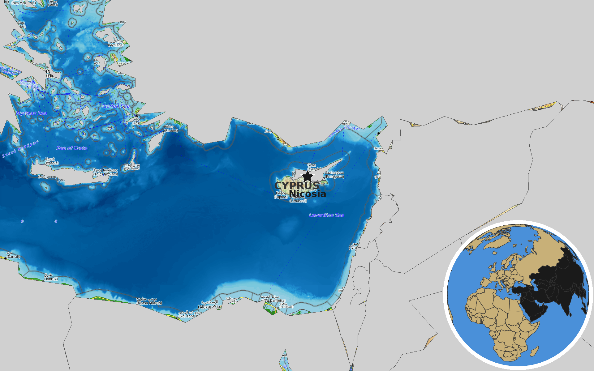 OpenTopoMap / Natural Earth - Cyprus