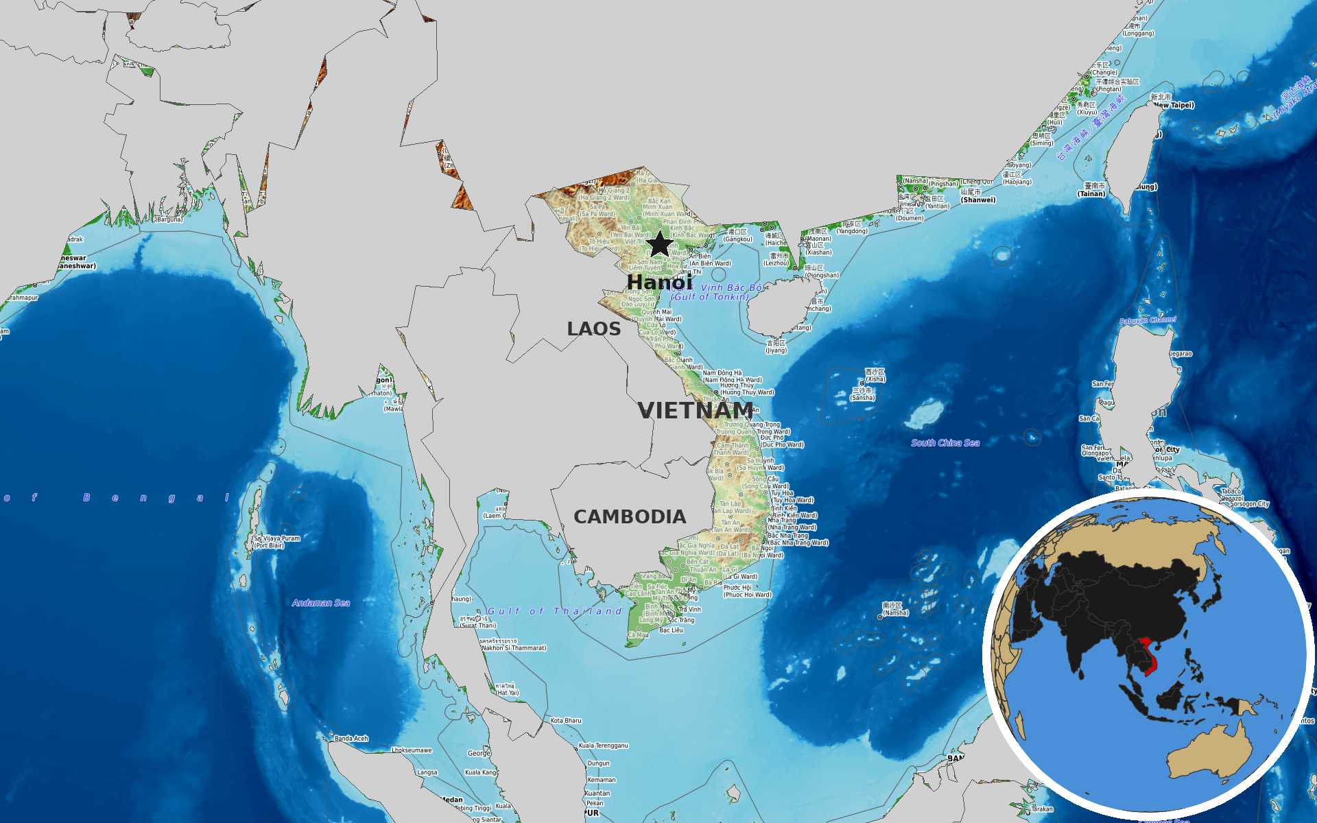 OpenTopoMap / Natural Earth - Vietnam