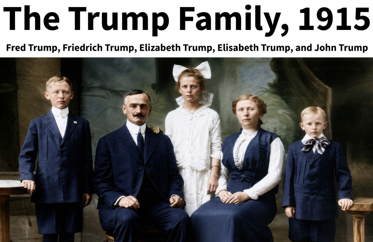 The Trump Family posed in a studio in 1915. The portrait, shared by President Donald J.