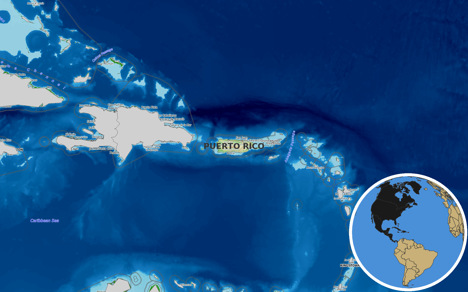 OpenTopoMap / Natural Earth - Puerto Rico