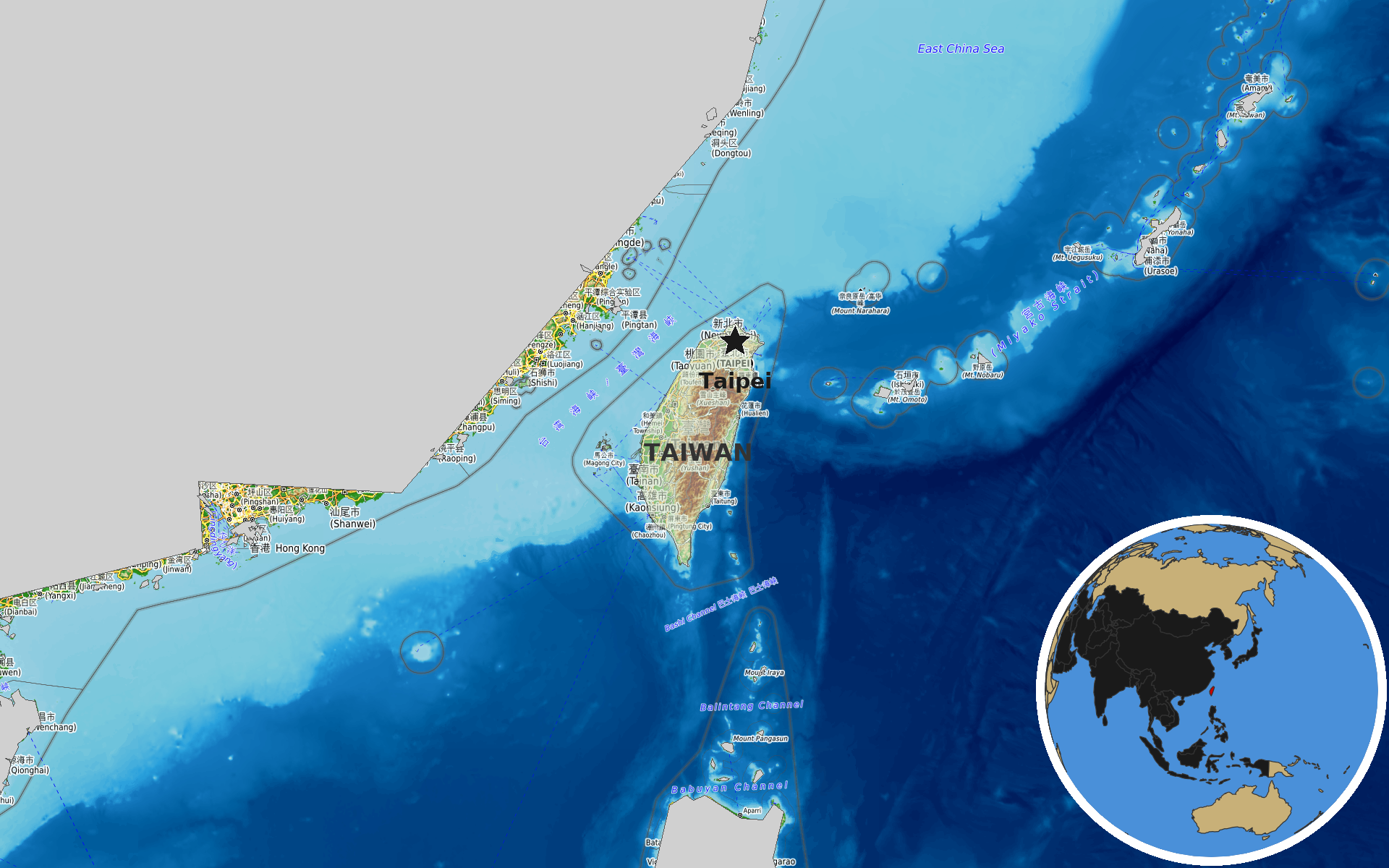 OpenTopoMap / Natural Earth - Taiwan