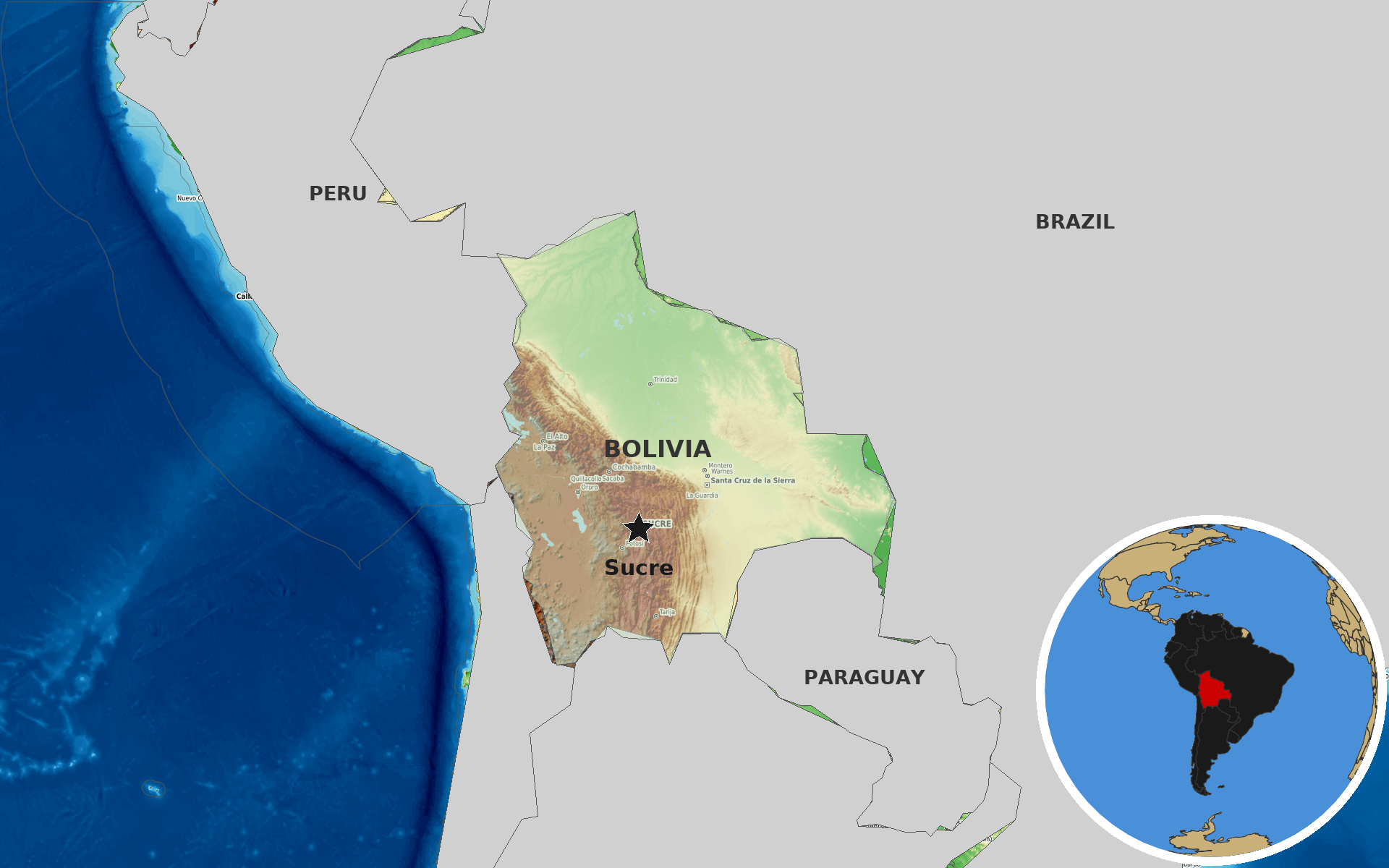 OpenTopoMap / Natural Earth - Bolivia