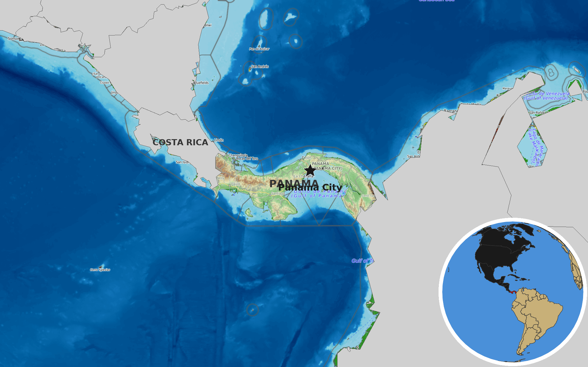 OpenTopoMap / Natural Earth - Panama