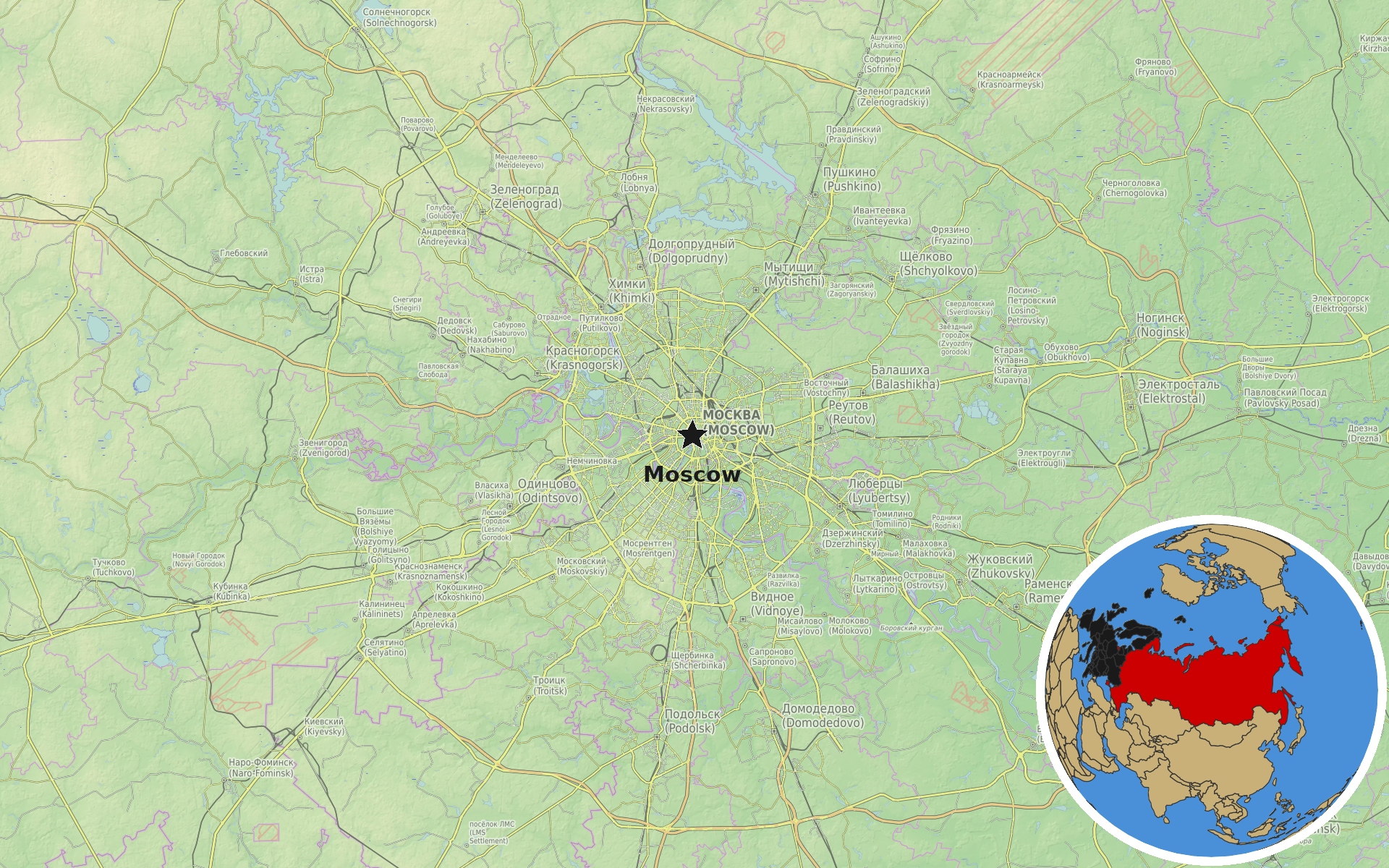 OpenTopoMap / Natural Earth - Moscow