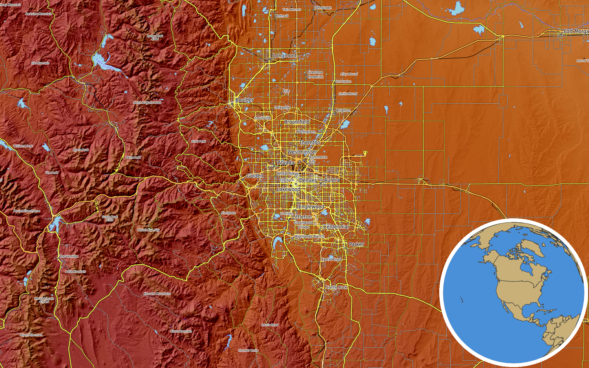 OpenTopoMap / Natural Earth - Englewood, Colorado