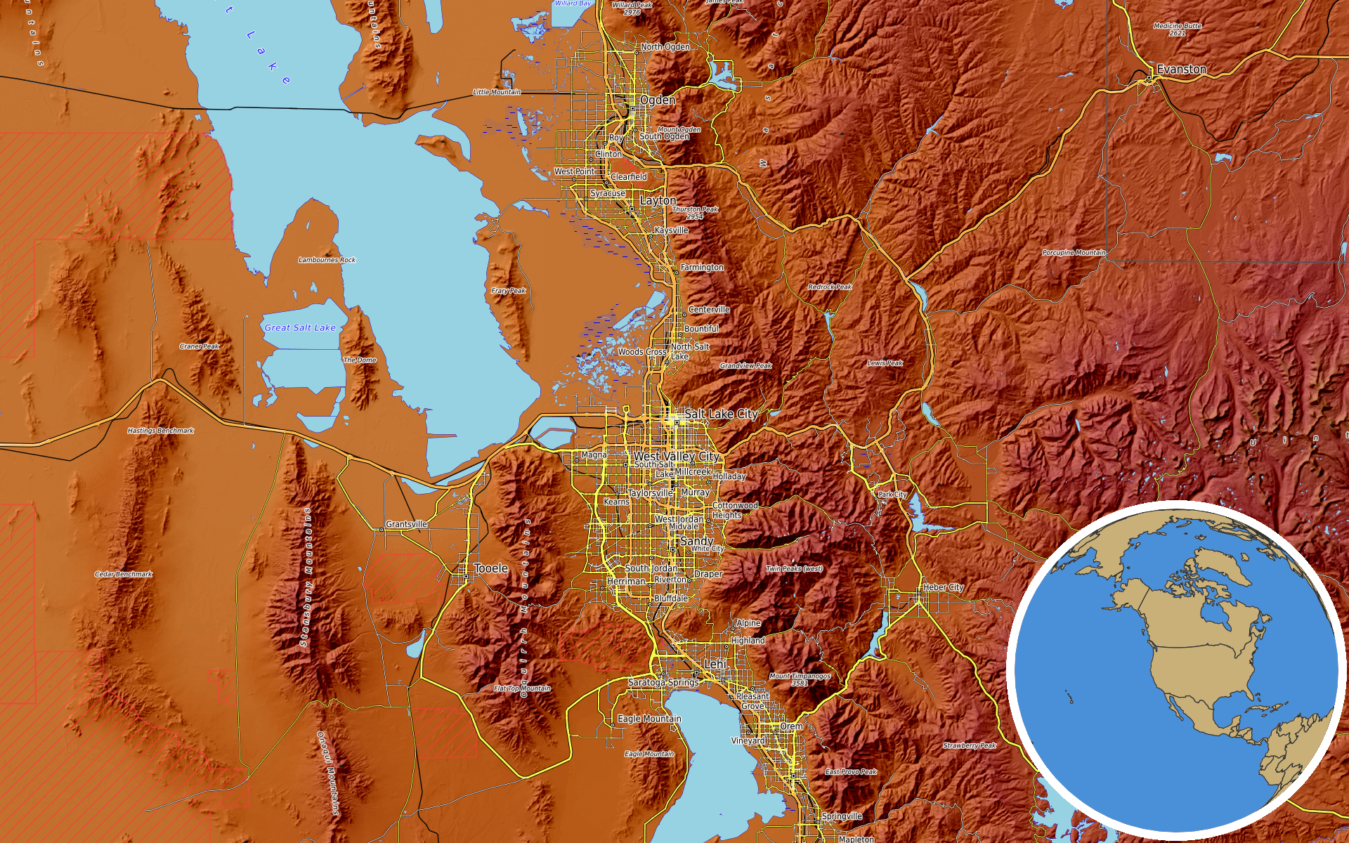 OpenTopoMap / Natural Earth - Hill Air Force Base, Utah