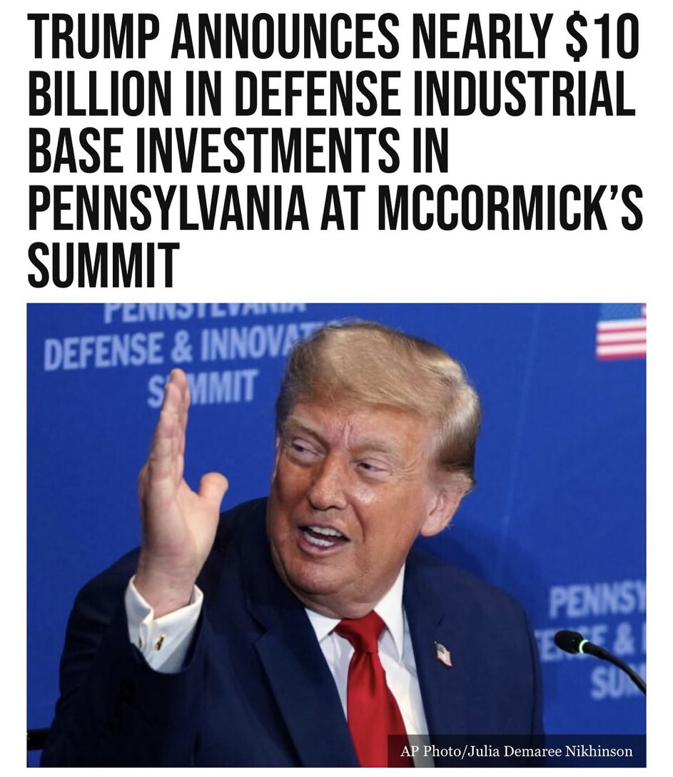 President Donald J. Trump announced nearly $10 billion in defense industrial base investments at the U.S.