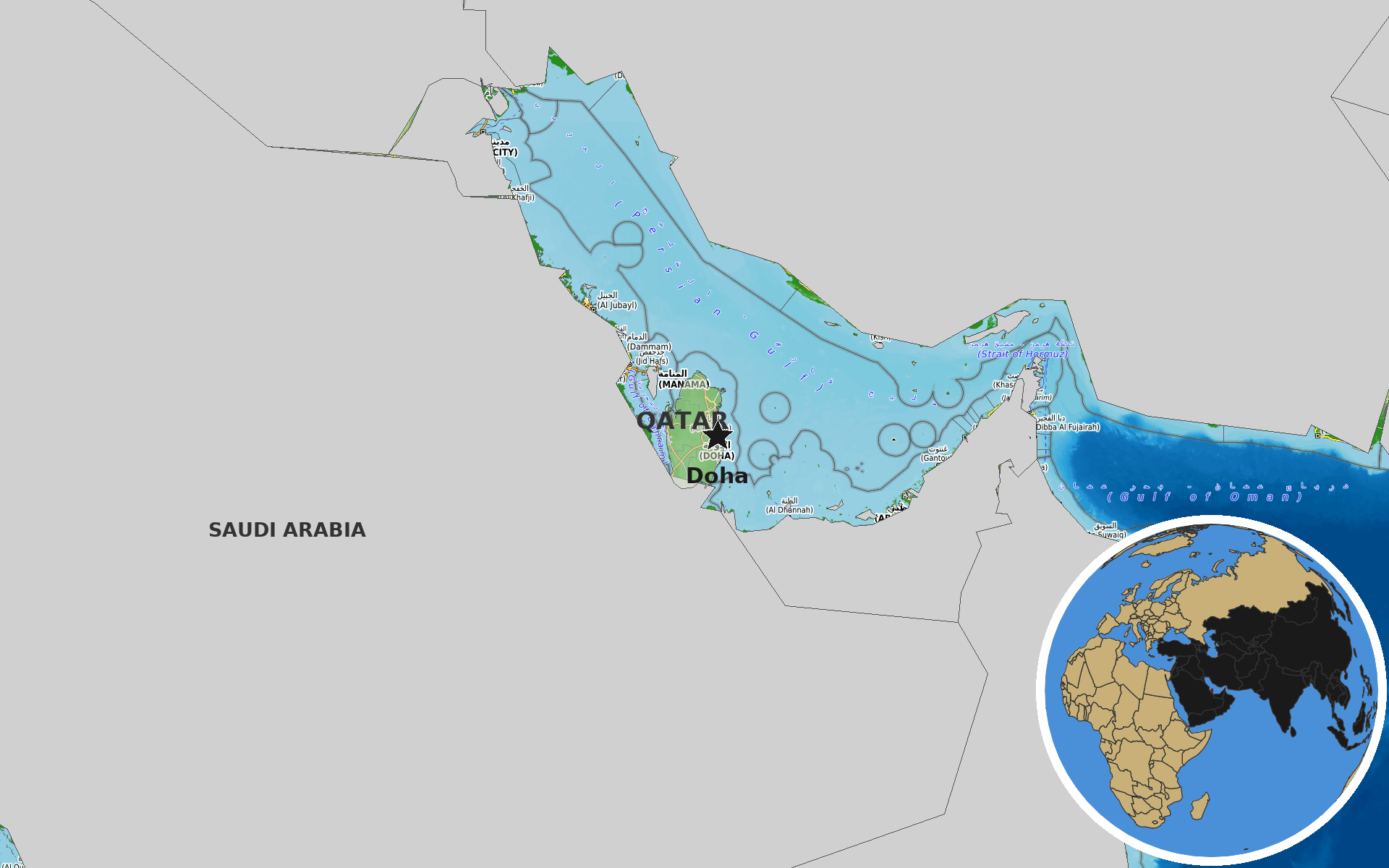 OpenTopoMap / Natural Earth - Qatar