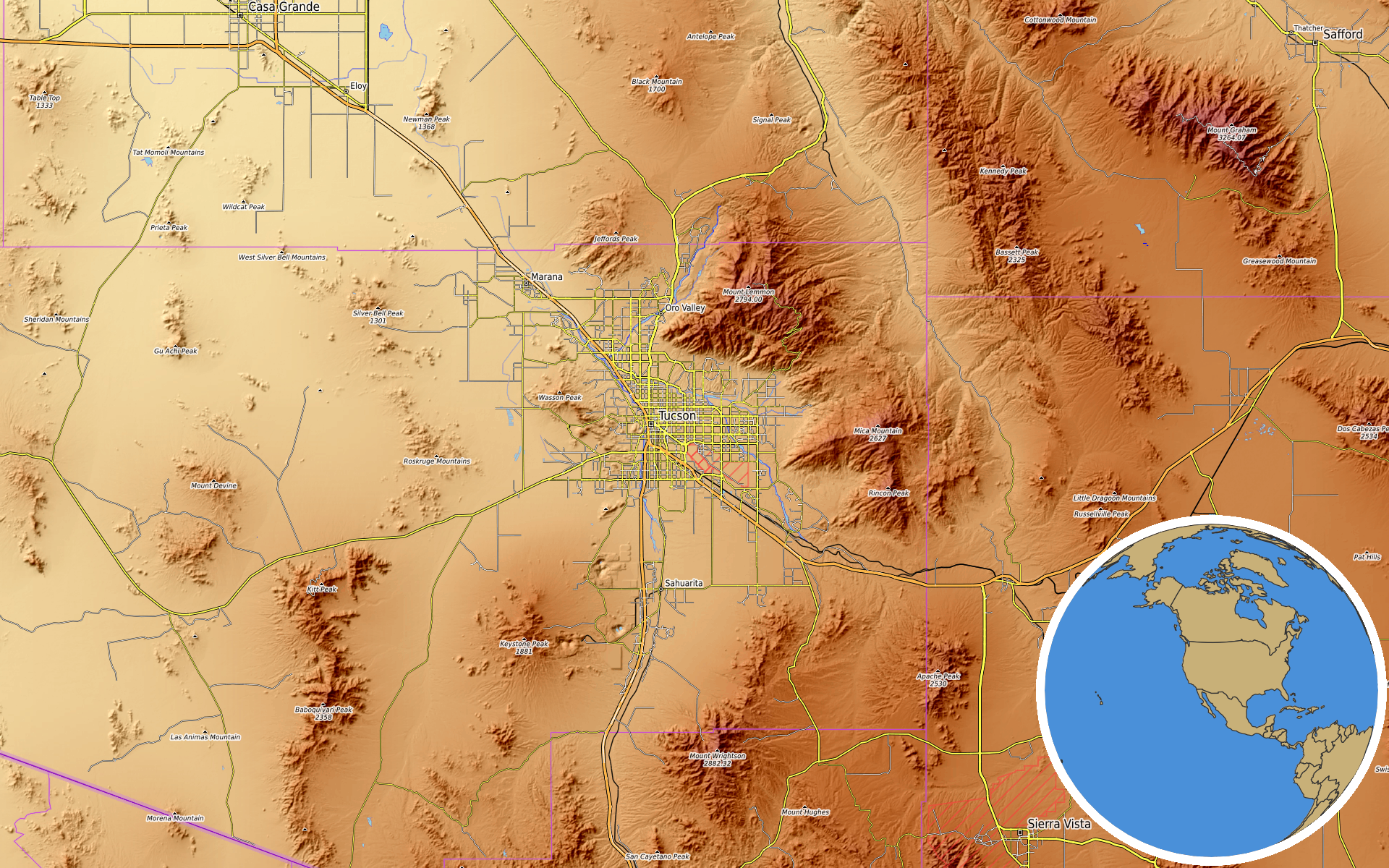 Source: OpenTopoMap / Natural Earth - Tucson, Arizona
Note: Map generated by NewsFindr for Tucson, Arizona on July 10, 2026 at 3:15 PM EST