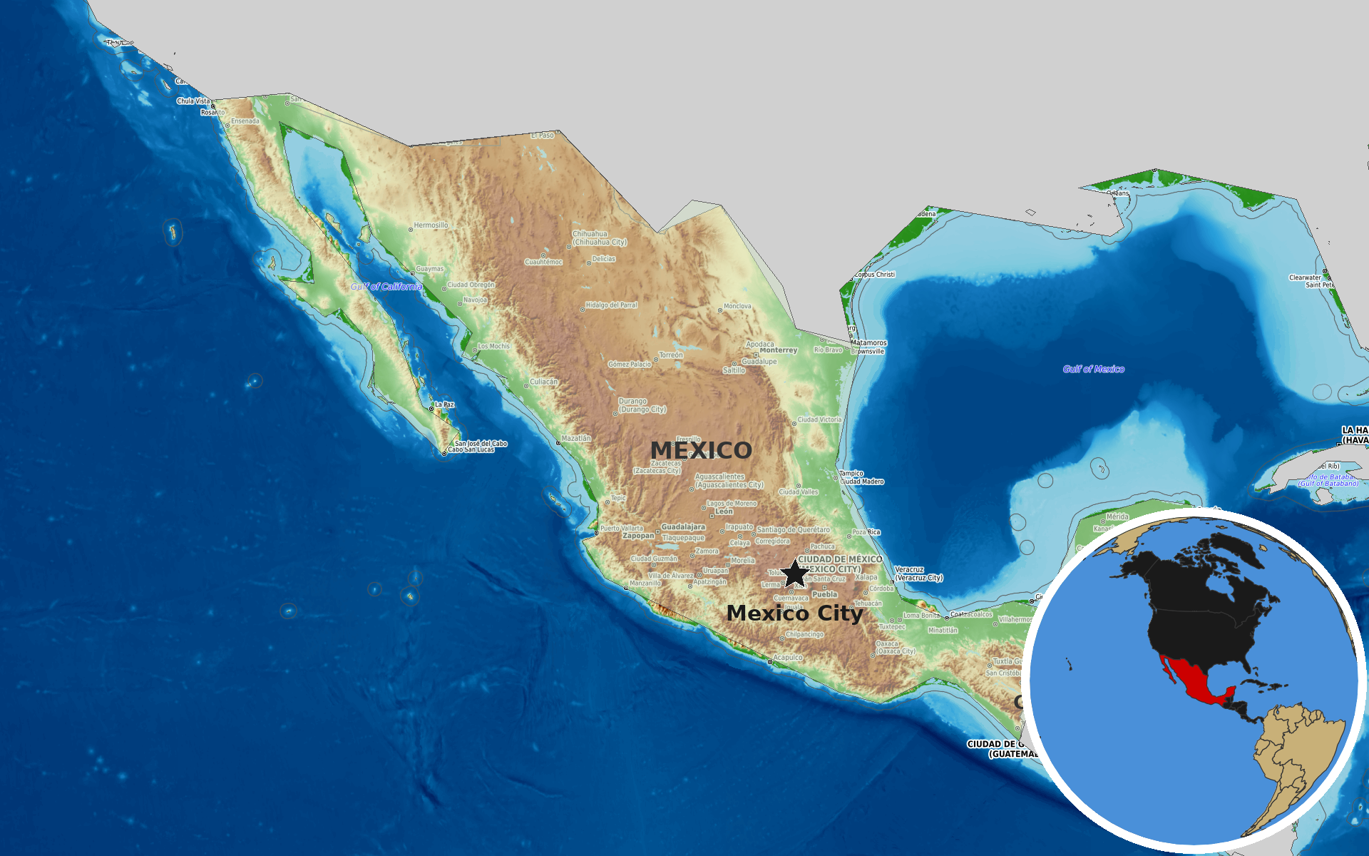 Source: OpenTopoMap / Natural Earth - Mexico
Note: Map generated by NewsFindr for Mexico on July 5, 2026 at 12:32 PM EST