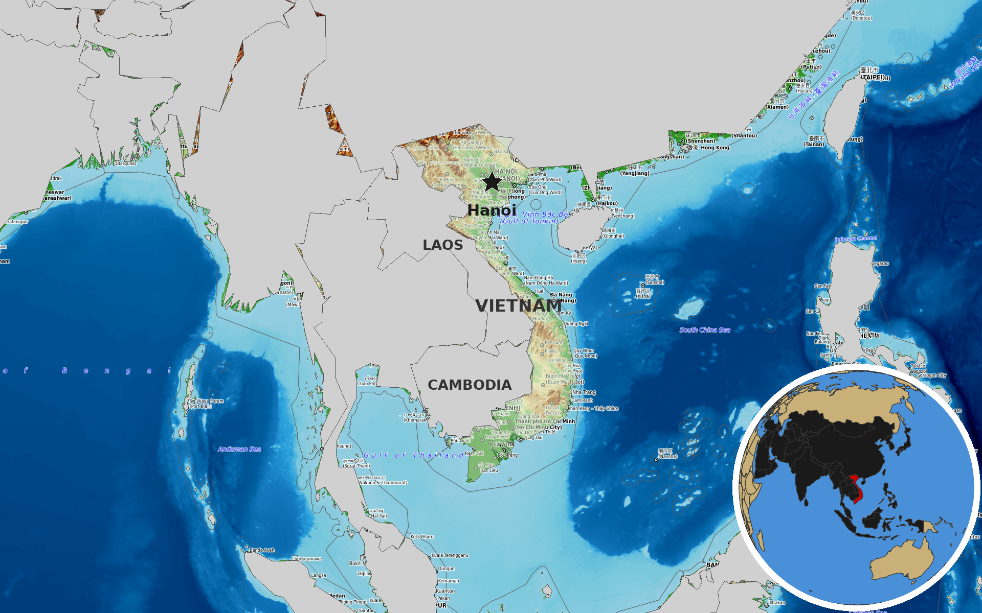 OpenTopoMap / Natural Earth - Vietnam