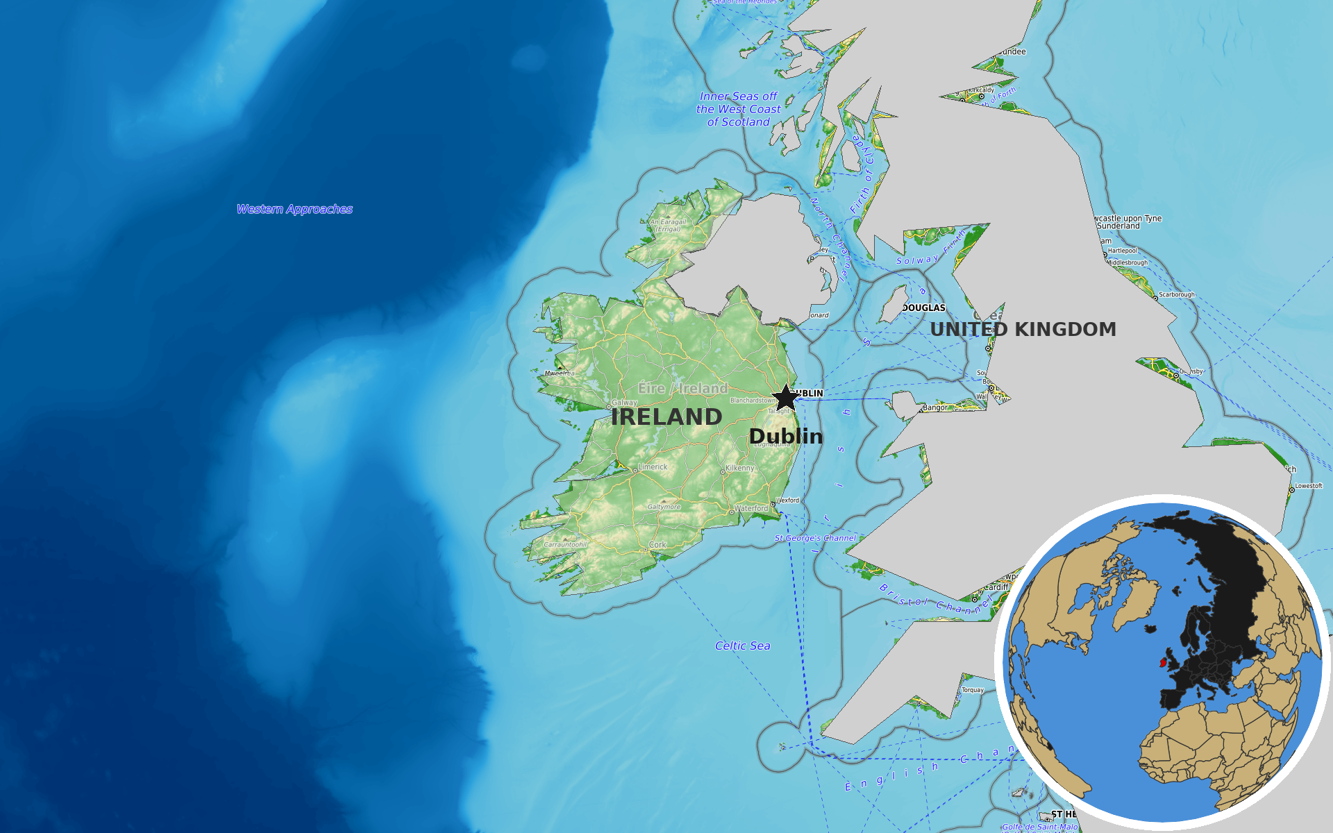 OpenTopoMap / Natural Earth - Ireland