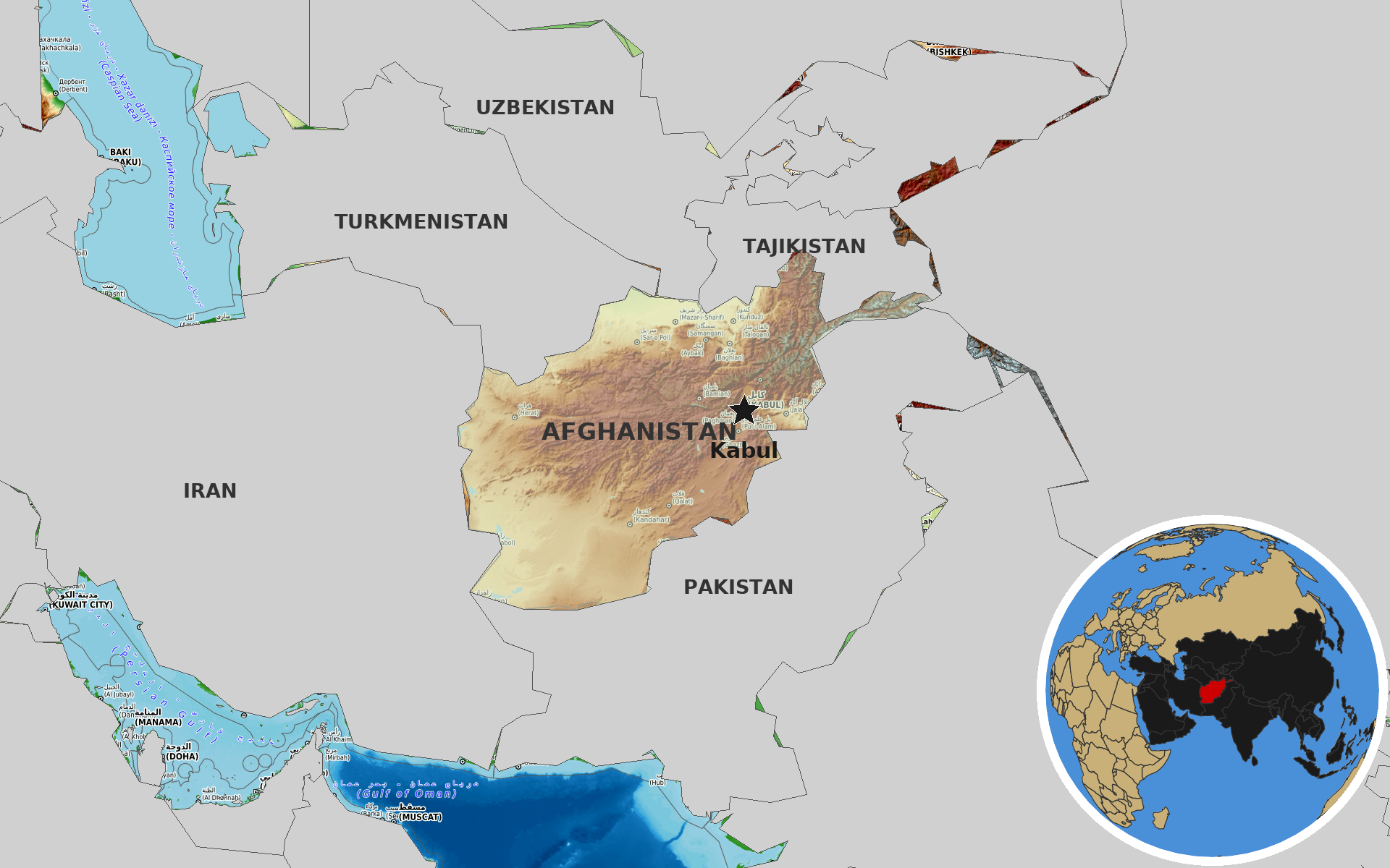 OpenTopoMap / Natural Earth - Afghanistan