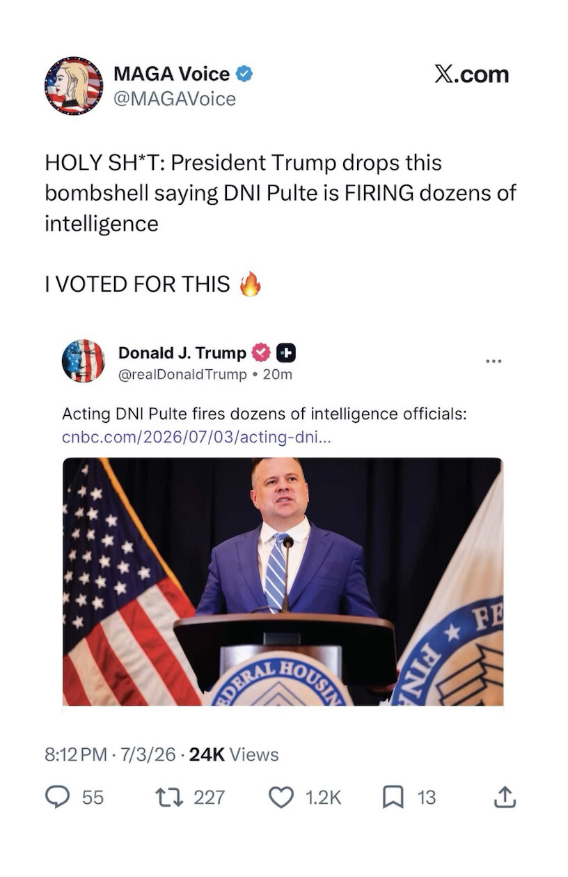 Former President Donald J. Trump posted a message on Truth Social on 07/03/2026.