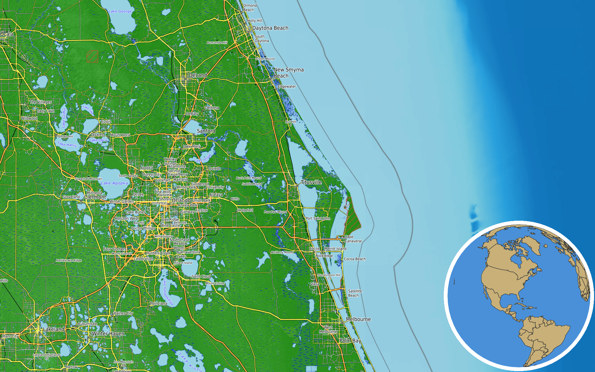 OpenTopoMap / Natural Earth - Titusville, Florida
