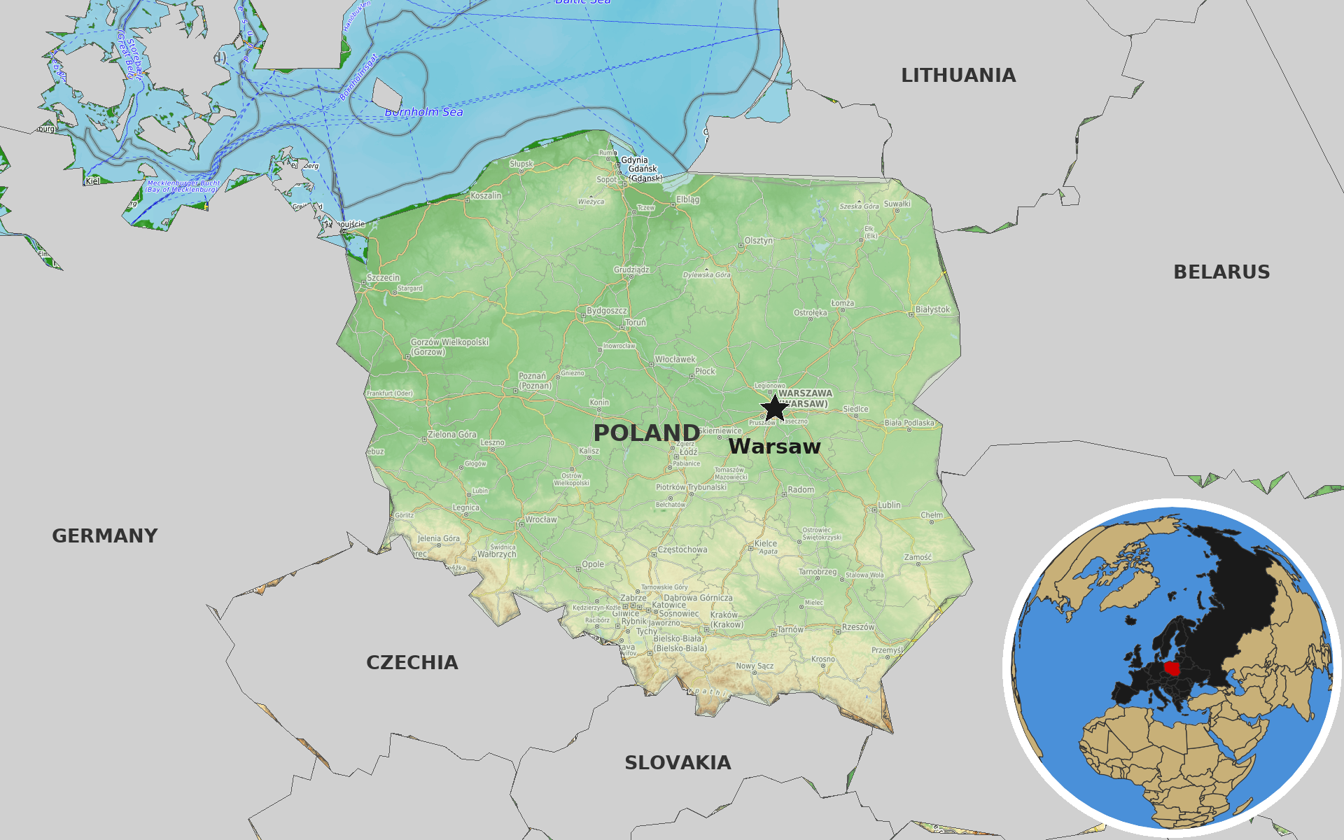 OpenTopoMap / Natural Earth - Poland