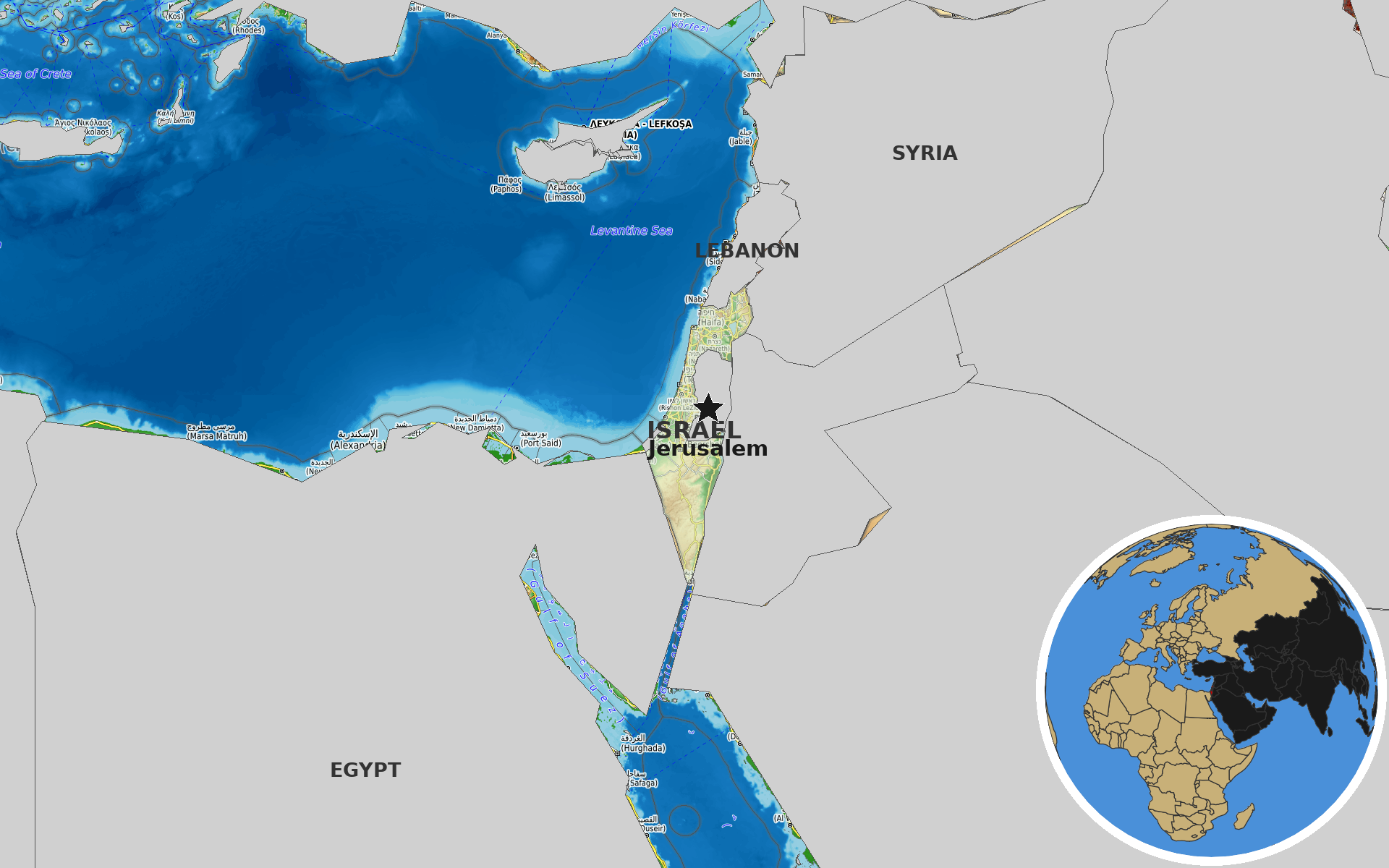 Source: OpenTopoMap / Natural Earth - Israel
Note: Map generated by NewsFindr for Israel on July 15, 2026 at 7:02 PM ET