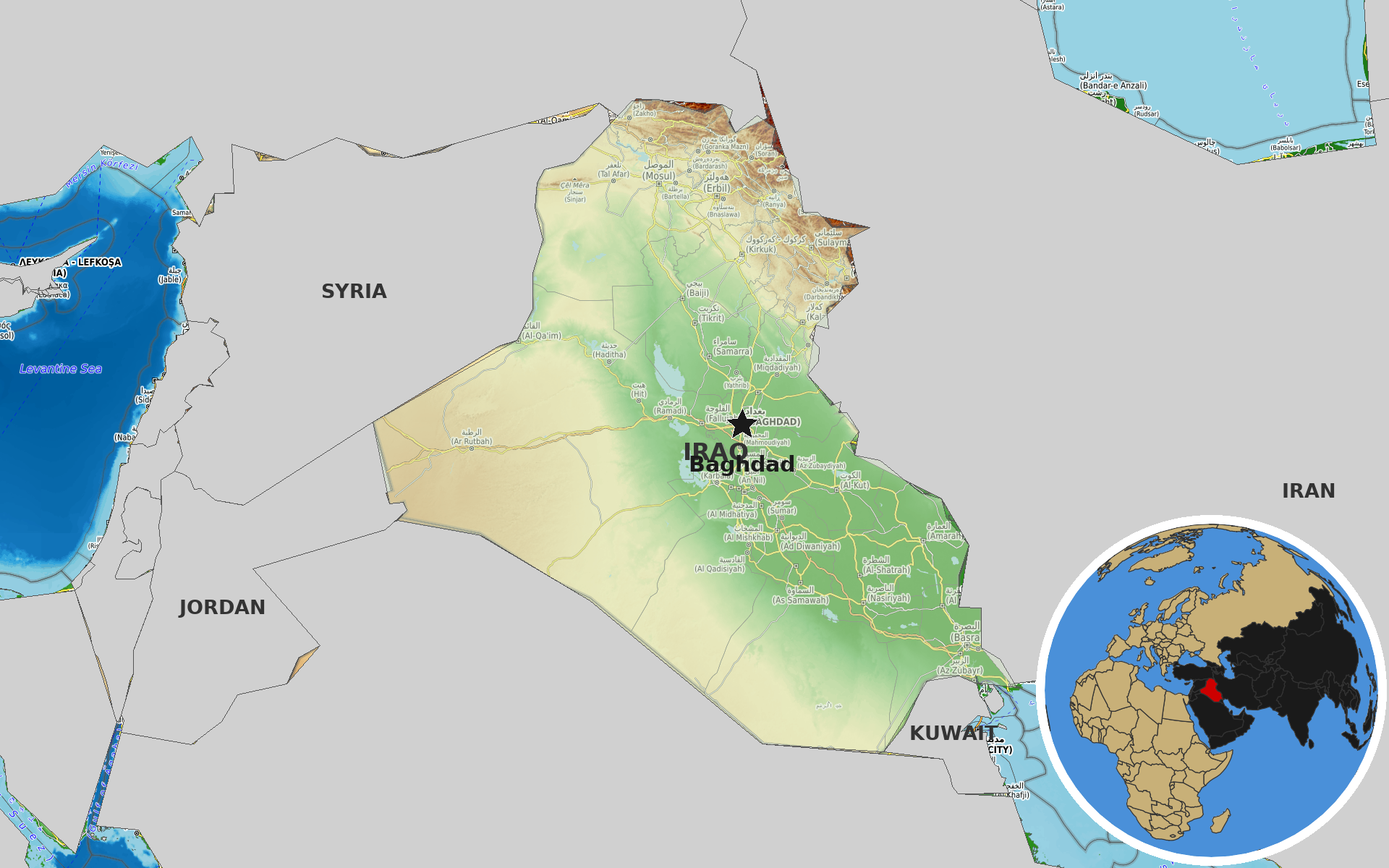 OpenTopoMap / Natural Earth - Iraq