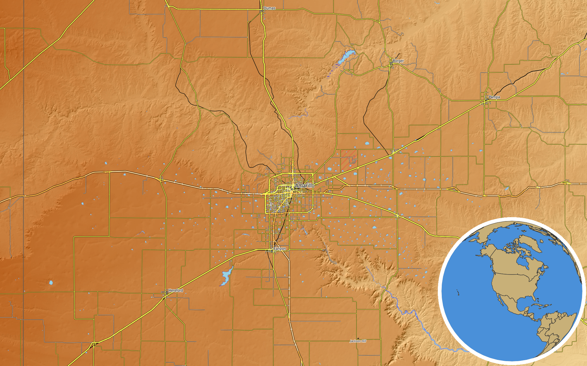 OpenTopoMap / Natural Earth - Amarillo, Texas