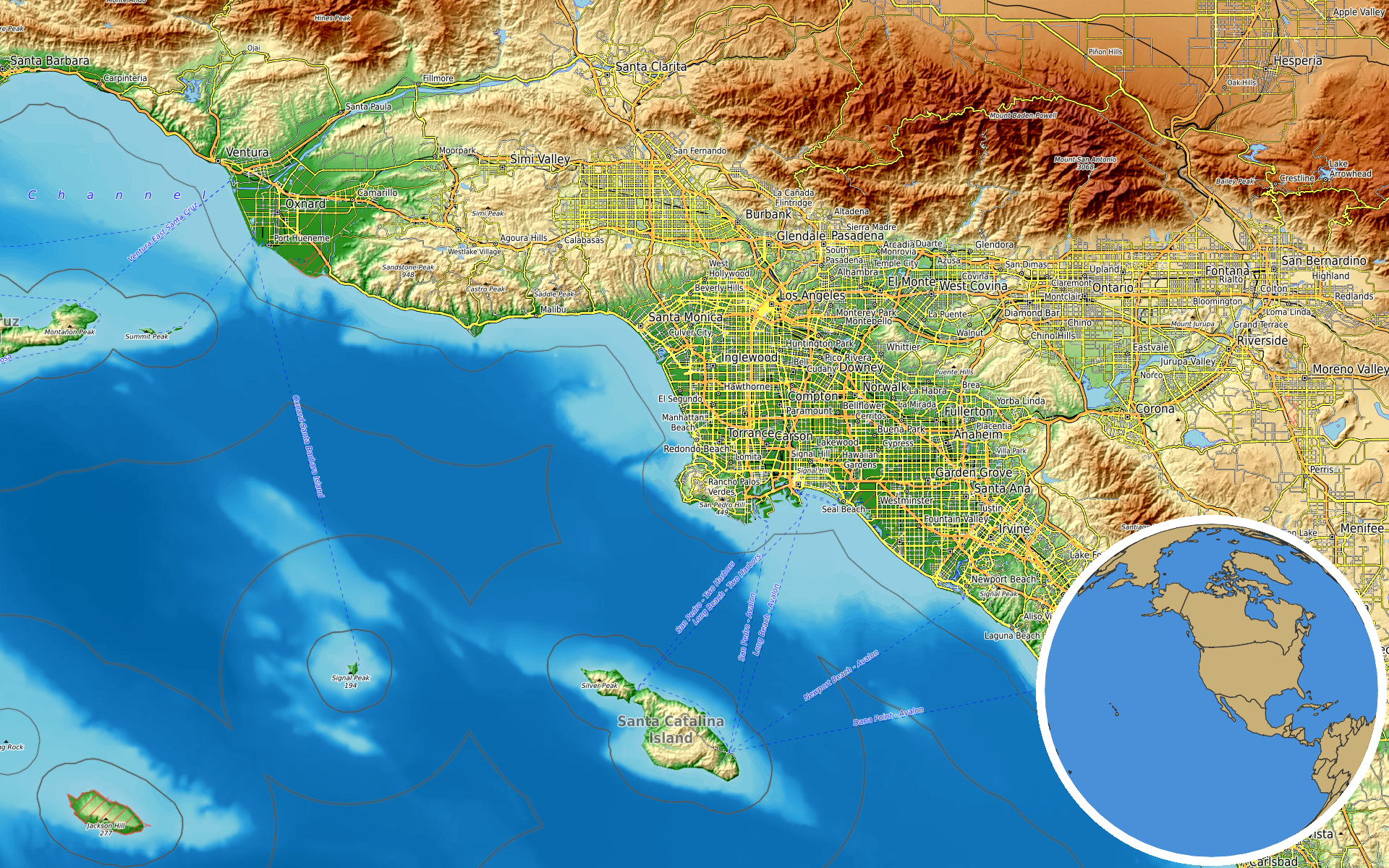 OpenTopoMap / Natural Earth - Redondo Beach, California