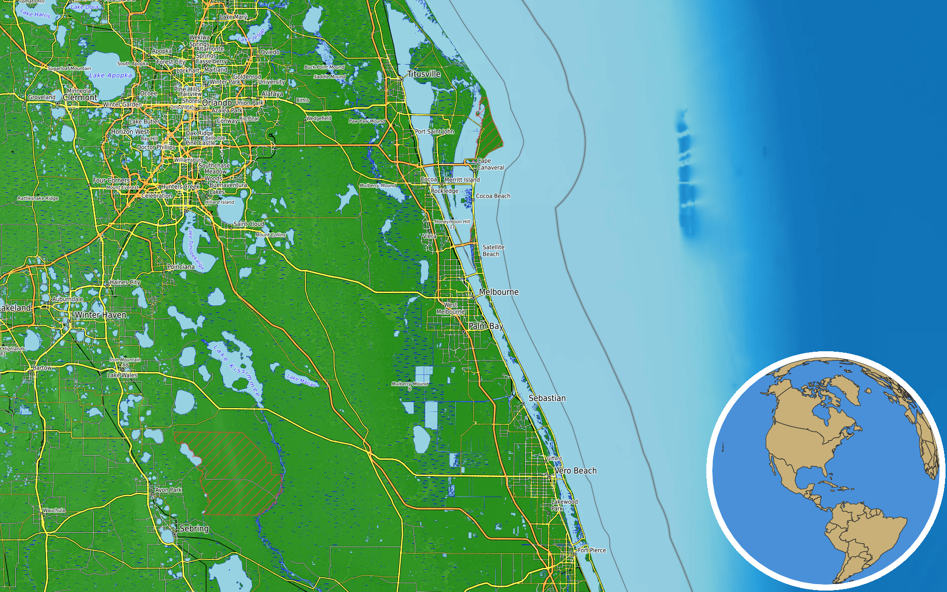 OpenTopoMap / Natural Earth - Melbourne, Florida