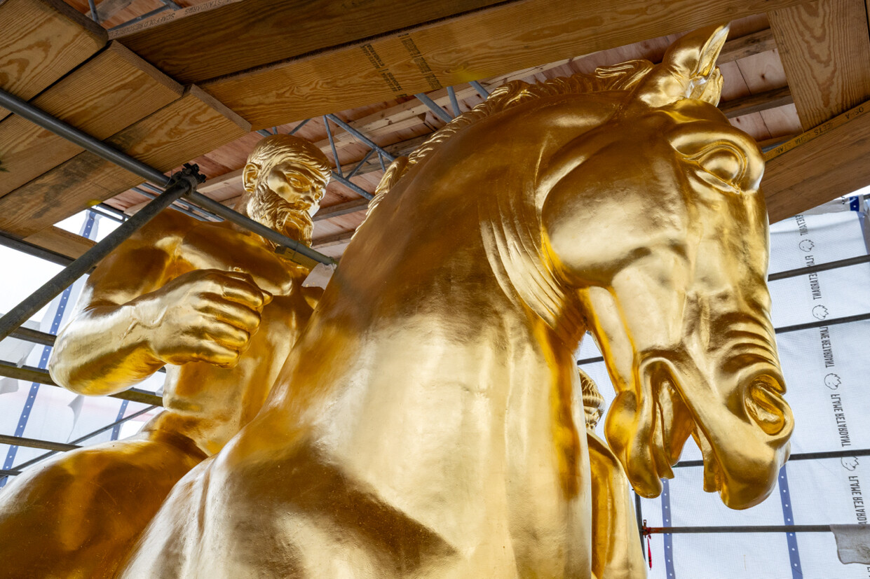 Trump touts 55 pounds of gold leaf used to regild iconic Washington sculptures