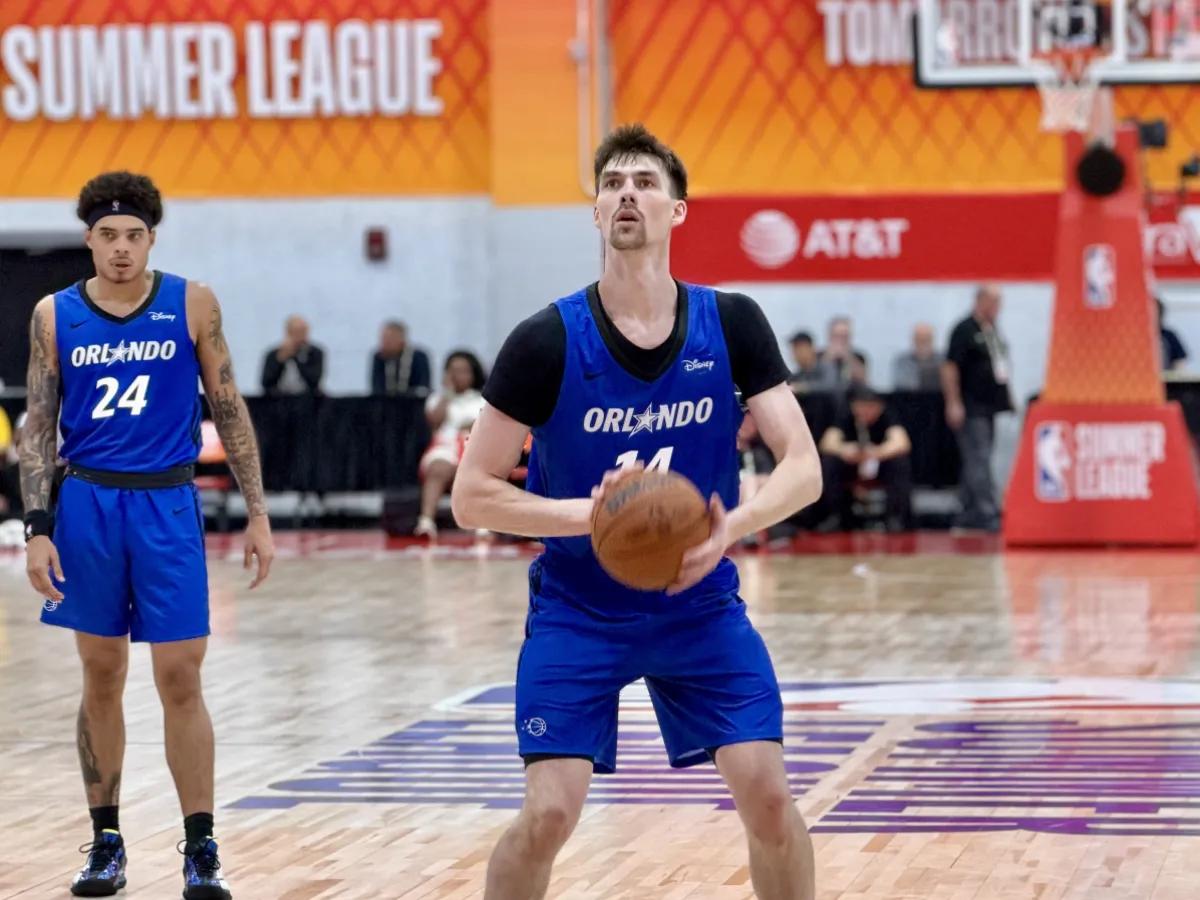 Tristan da Silva shoots a free throw in Las Vegas, Nevada, USA, on July 12, 2026 at 2:36 PM. Photo: Jason Beede/Orlando Sentinel. © 2026.