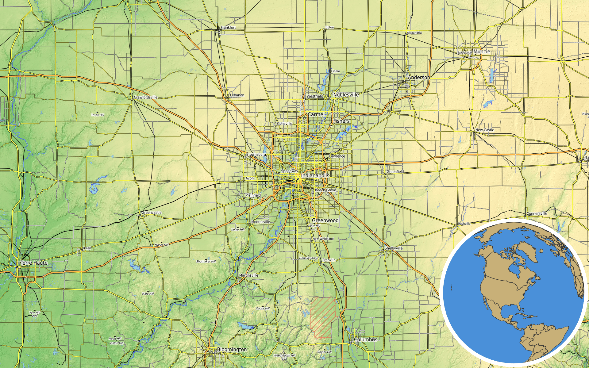 OpenTopoMap / Natural Earth - Indianapolis, Indiana
