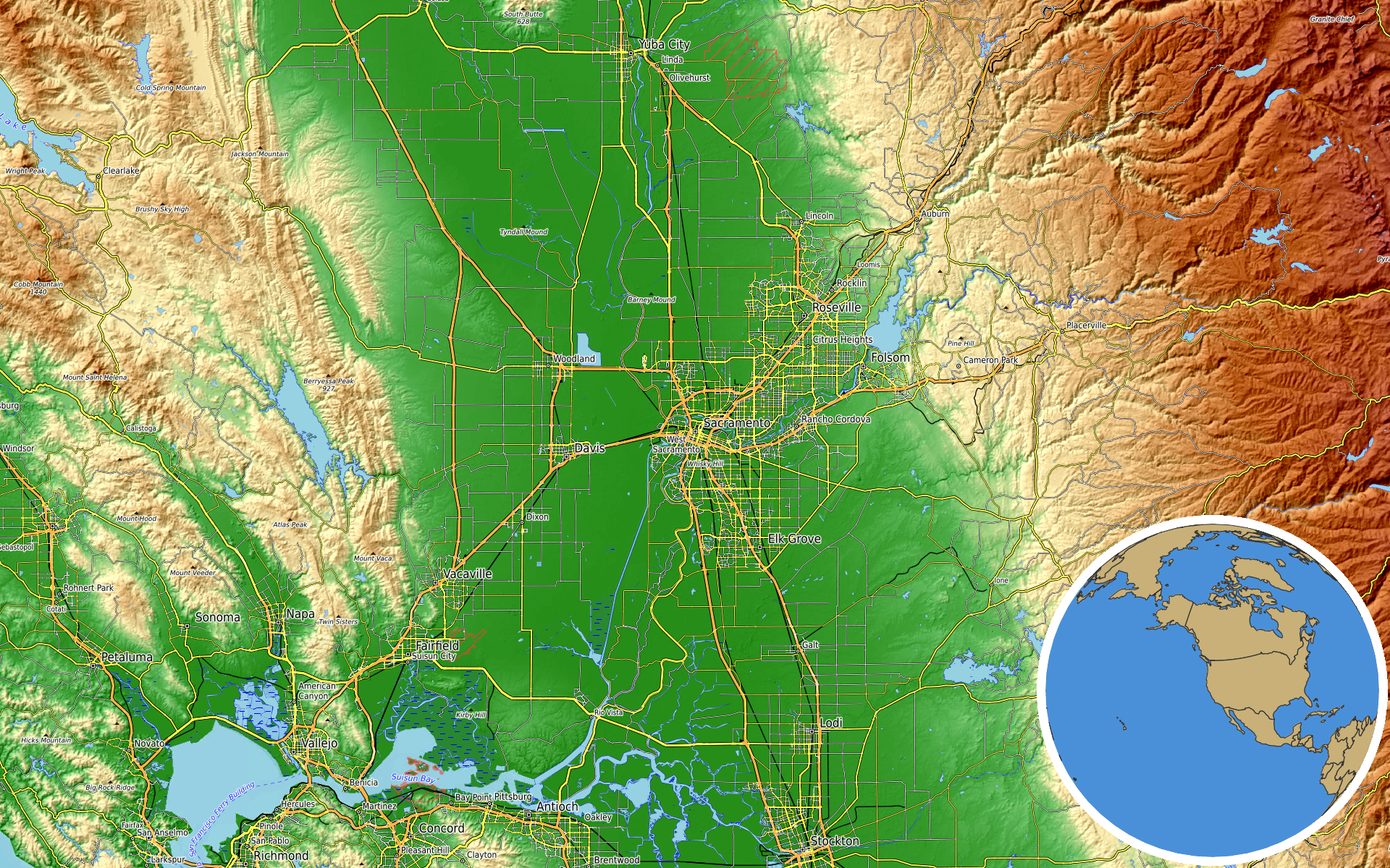 OpenTopoMap / Natural Earth - China Lake, California