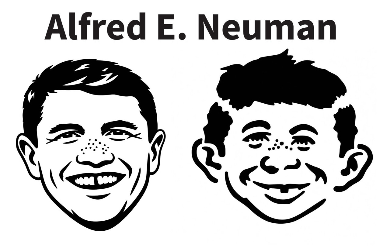 An illustration of Alfred E. Neuman, fictitious mascot of Mad magazine, is pictured in Washington D.C.