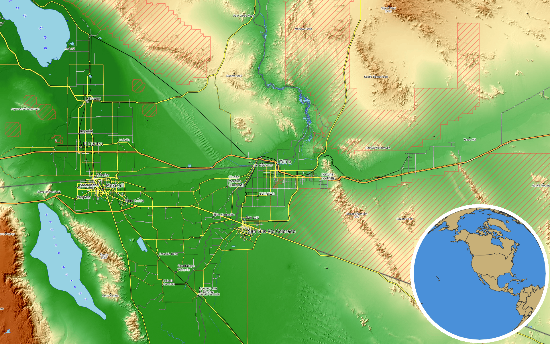 OpenTopoMap / Natural Earth - Yuma, Arizona