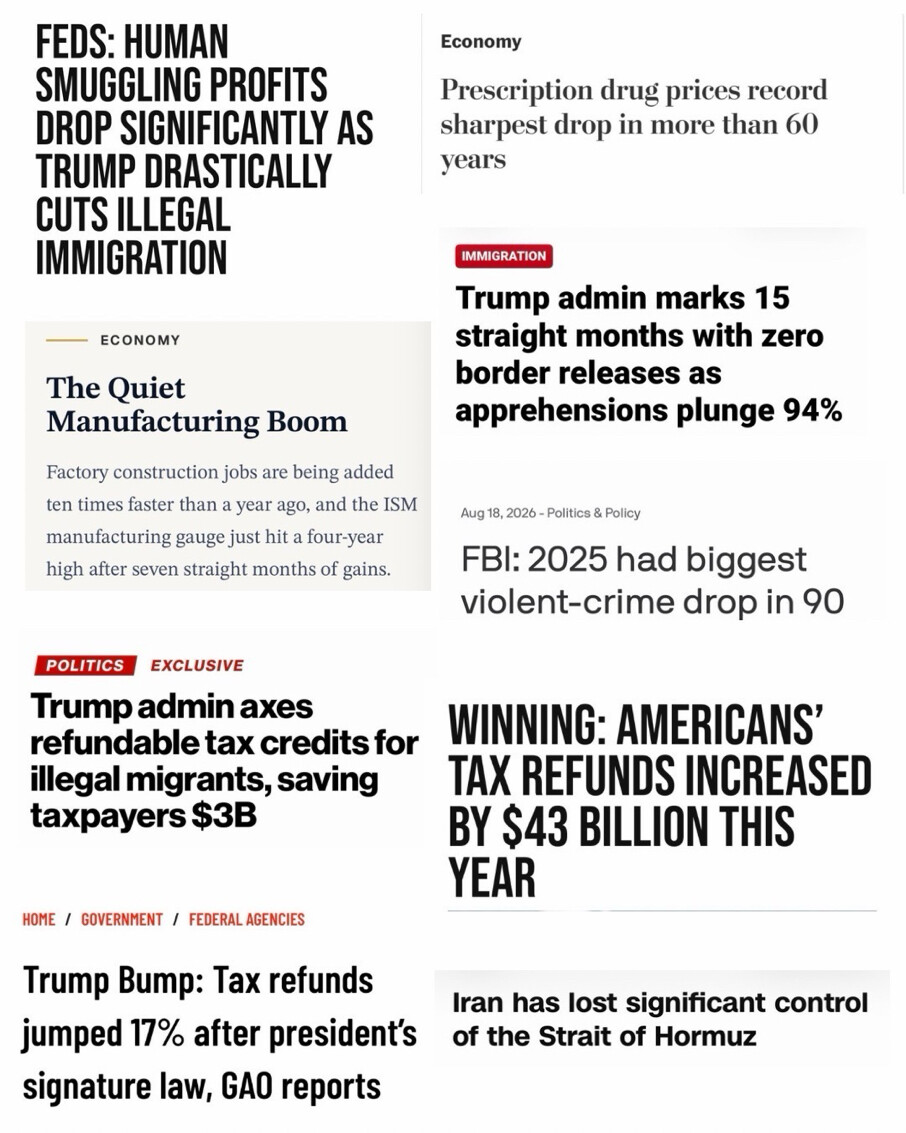 President Donald J. Trump posted a collage of news headlines on Truth Social at WASHINGTON D.C.