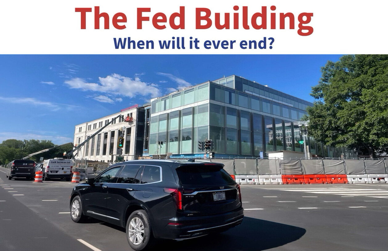 The Federal Reserve headquarters undergoes renovation at Washington D.C. on 08/22/2026.
