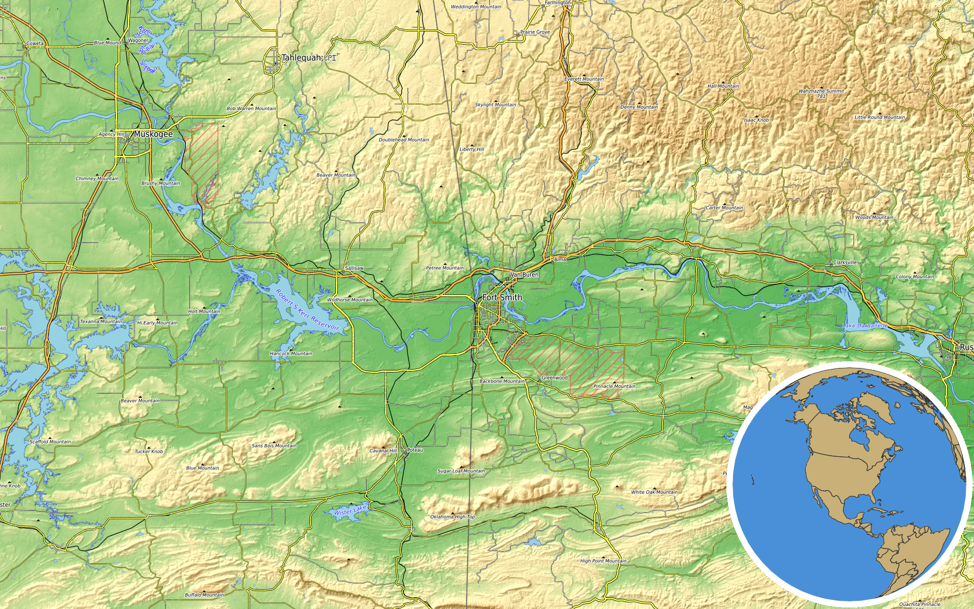 OpenTopoMap / Natural Earth - Fort Smith, Arkansas