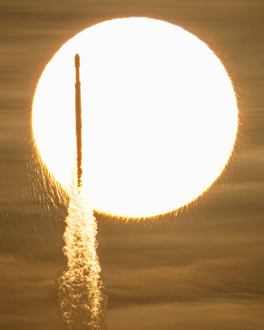 President Donald J. Trump posted an image of a rocket ascending through a golden sky from Washington D.C.