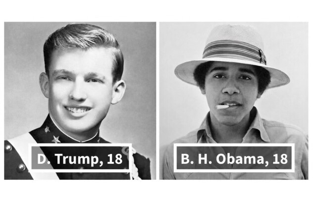 President Donald J. Trump posted a graphic comparing side-by-side portraits of himself and former President Barack H.