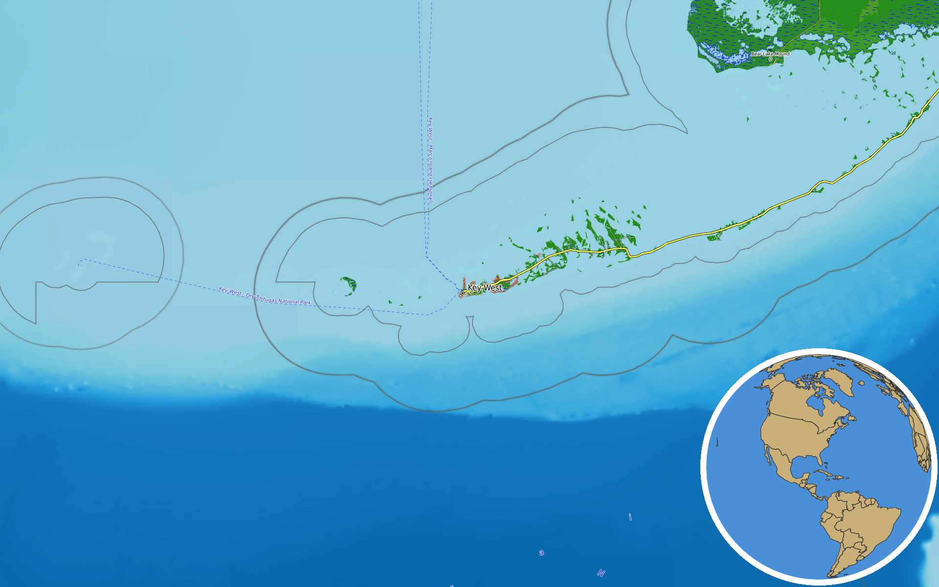 OpenTopoMap / Natural Earth - Key West, Florida