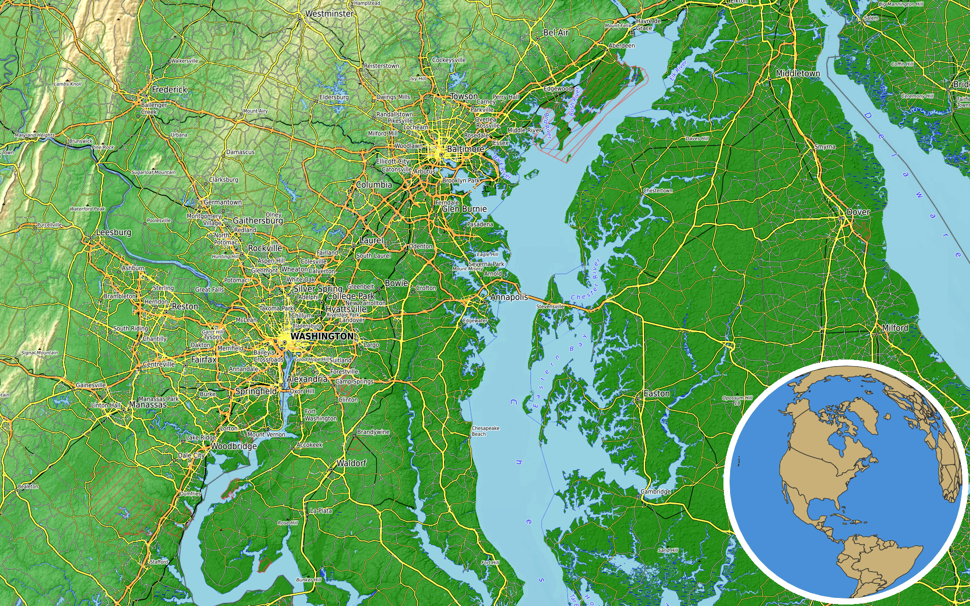 OpenTopoMap / Natural Earth - Kingsville, Maryland